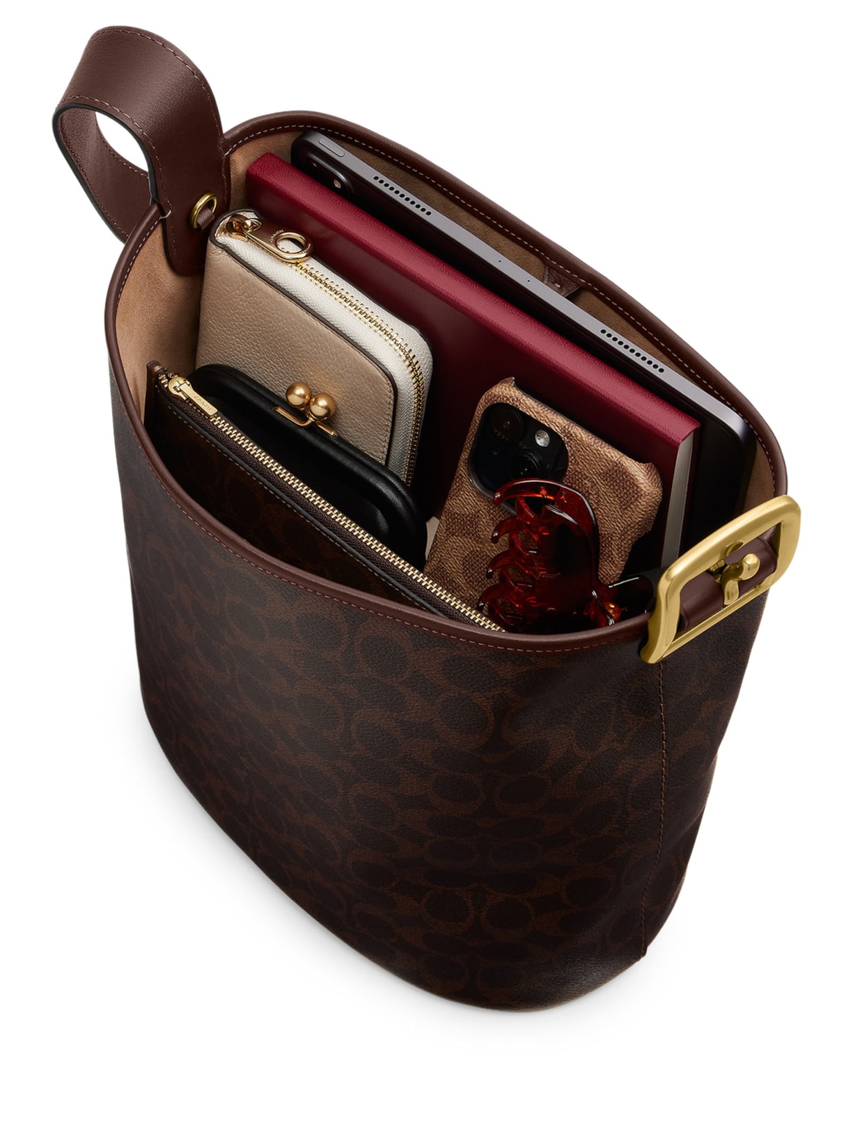 Bolsa Feminina Bleecker Bucket Signature Marrom Coach