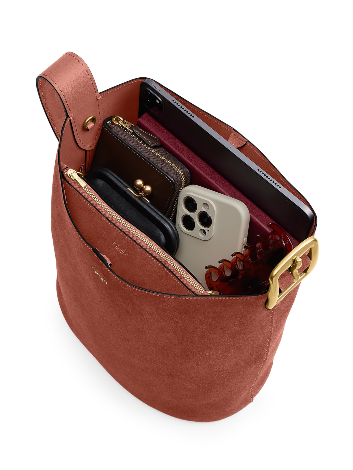 Bolsa Feminina Bleecker Bucket Suede Marrom Coach
