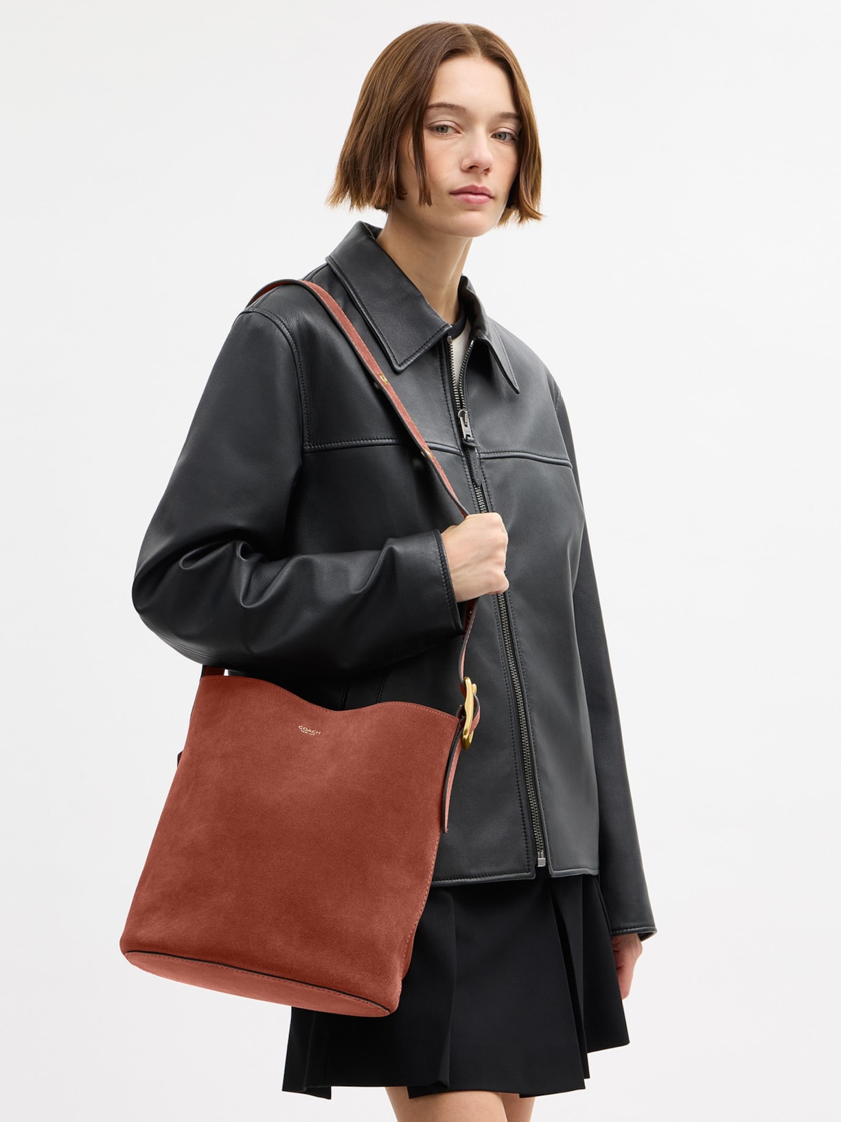 Bolsa Feminina Bleecker Bucket Suede – Marrom Coach