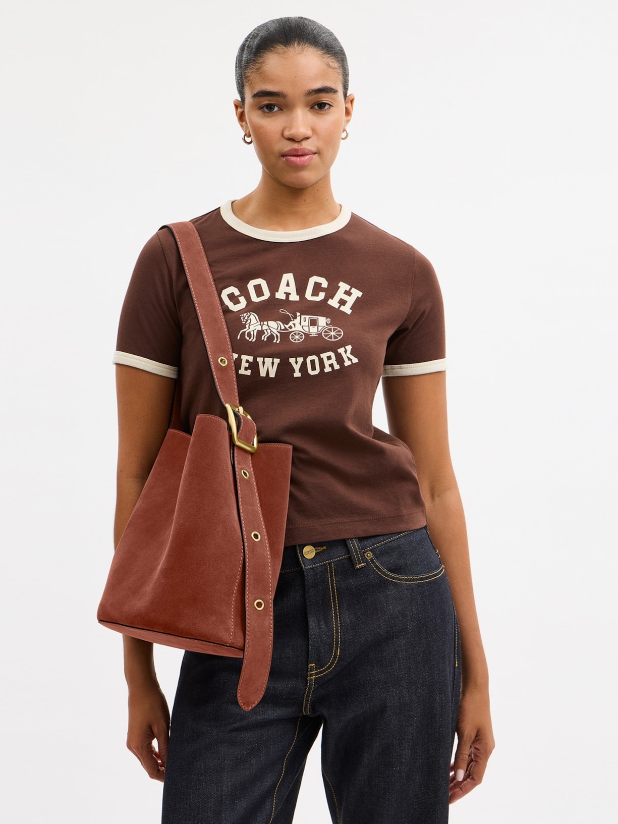 Bolsa Feminina Bleecker Bucket Suede – Marrom Coach