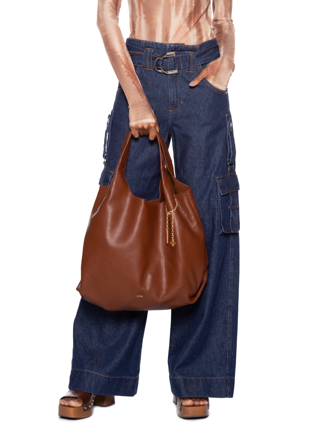 Bolsa Feminina Boho Grande Sardenha Golden Marrom Schutz