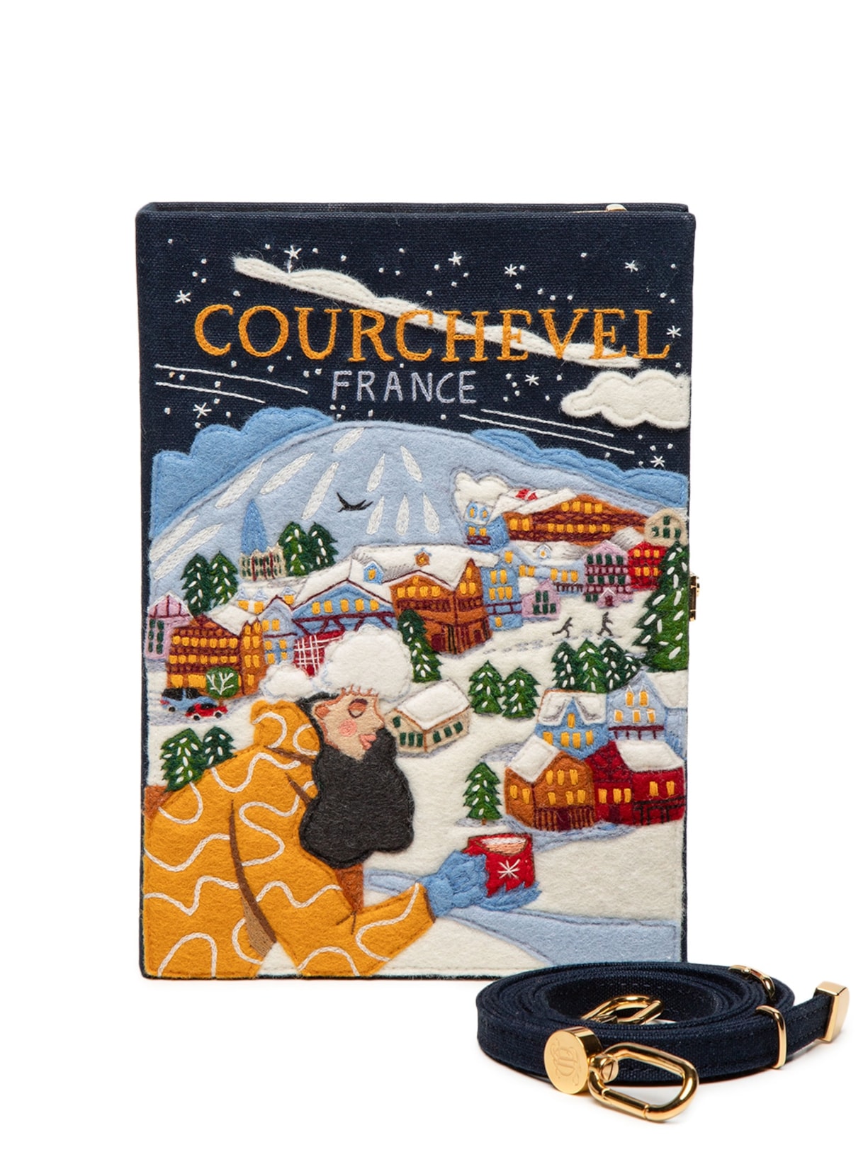 Bolsa Feminina Book Clutch Courchevel Strapped Preto Olympia Le-tan