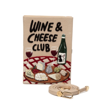 Bolsa Feminina Book Clutch Wine And Cheese Club Strapped - Bege