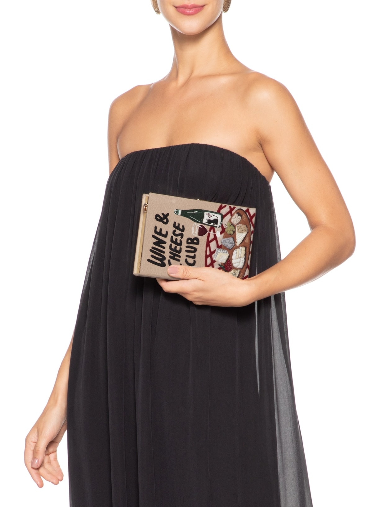 Bolsa Feminina Book Clutch Wine And Cheese Club Strapped Bege Olympia Le-tan