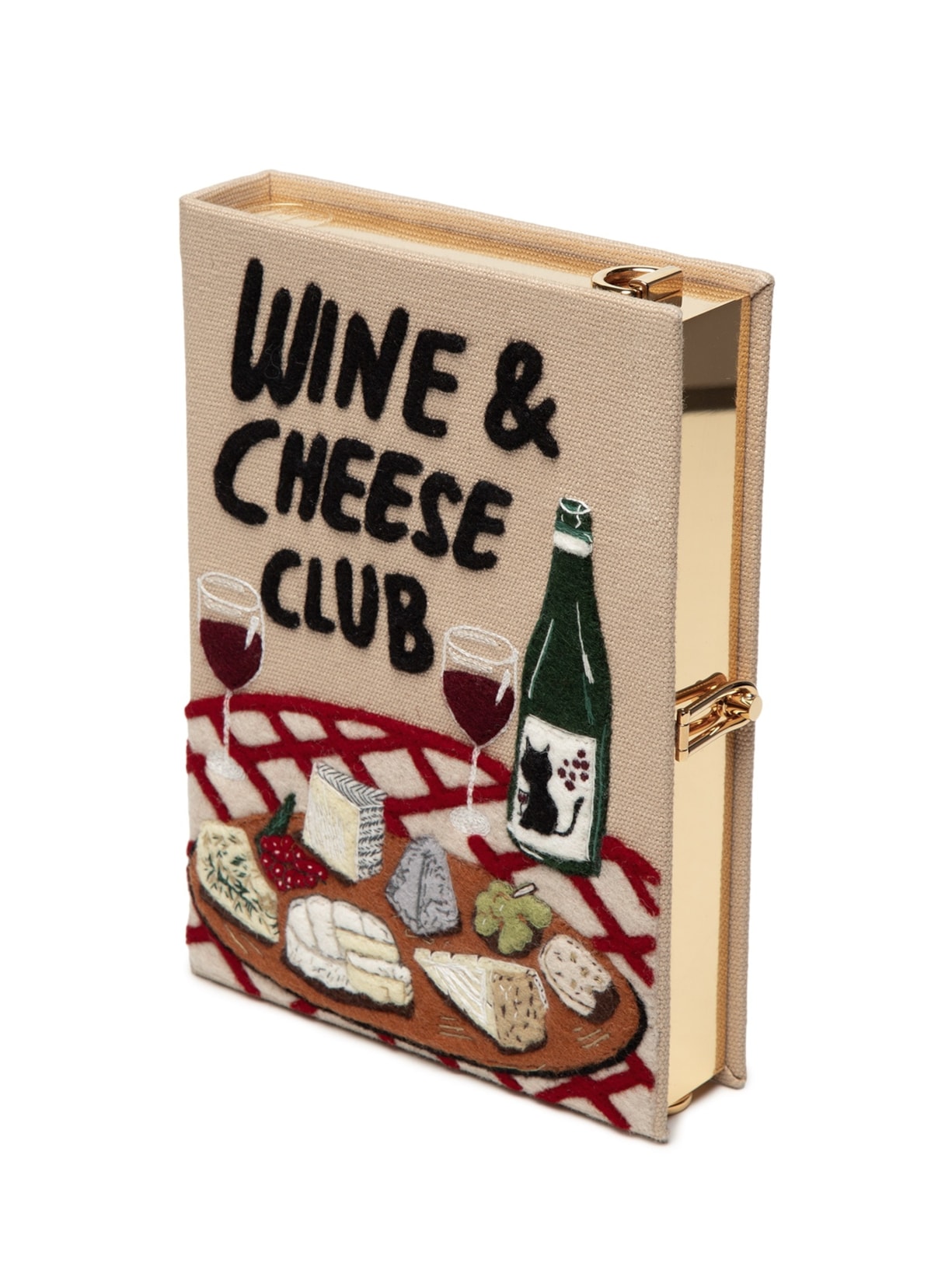 Bolsa Feminina Book Clutch Wine And Cheese Club Strapped Bege Olympia Le-tan