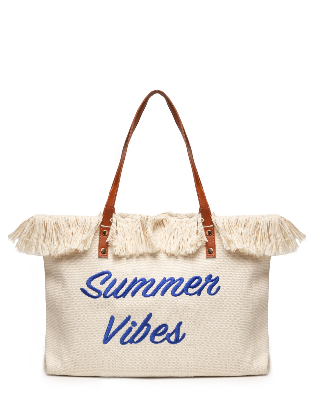 Bolsa Feminina Bordada Beachwear - Off White