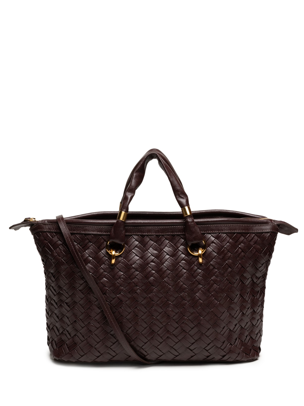 Bolsa Feminina Bowling Couro Grande Tressê Maxi - Marrom