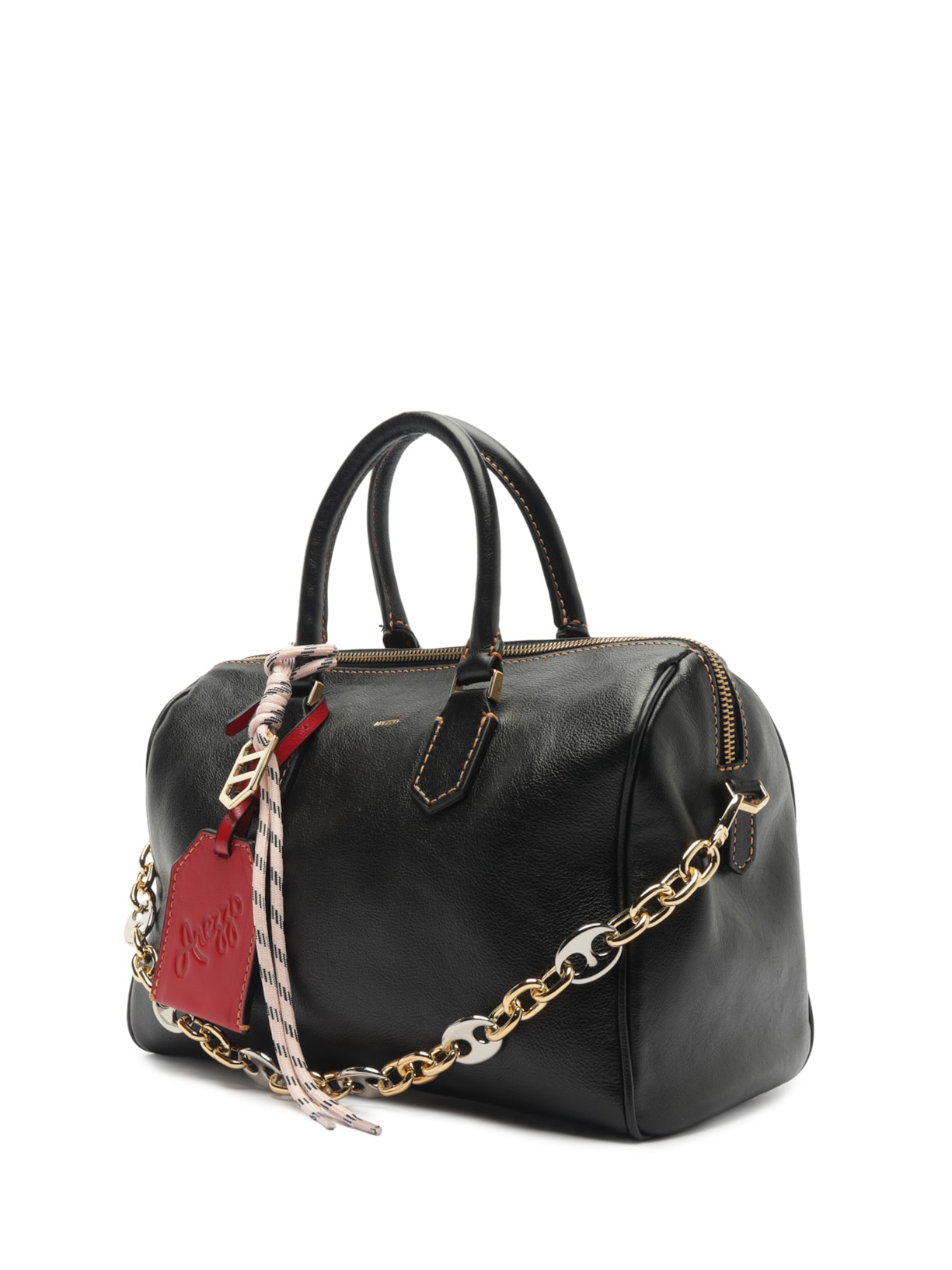 Bolsa Feminina Bowling Couro Média Alça Corrente Preto Arezzo