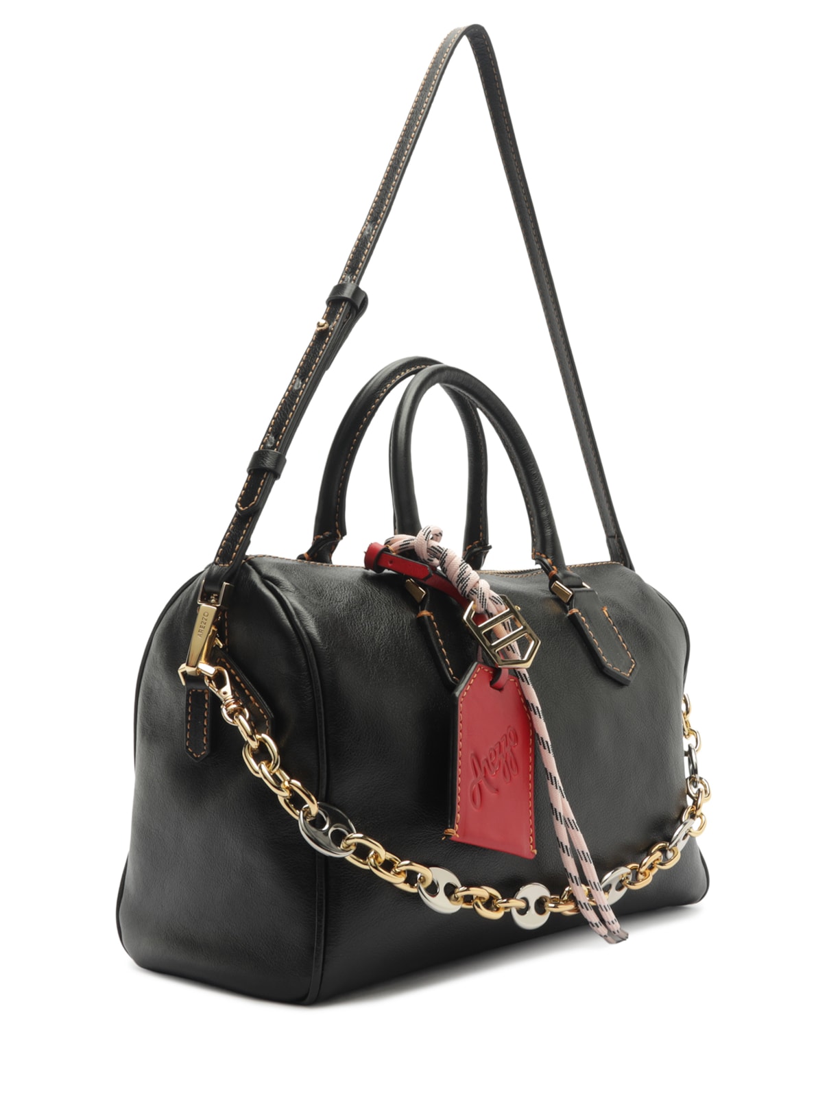 Bolsa Feminina Bowling Couro Média Alça Corrente Preto Arezzo