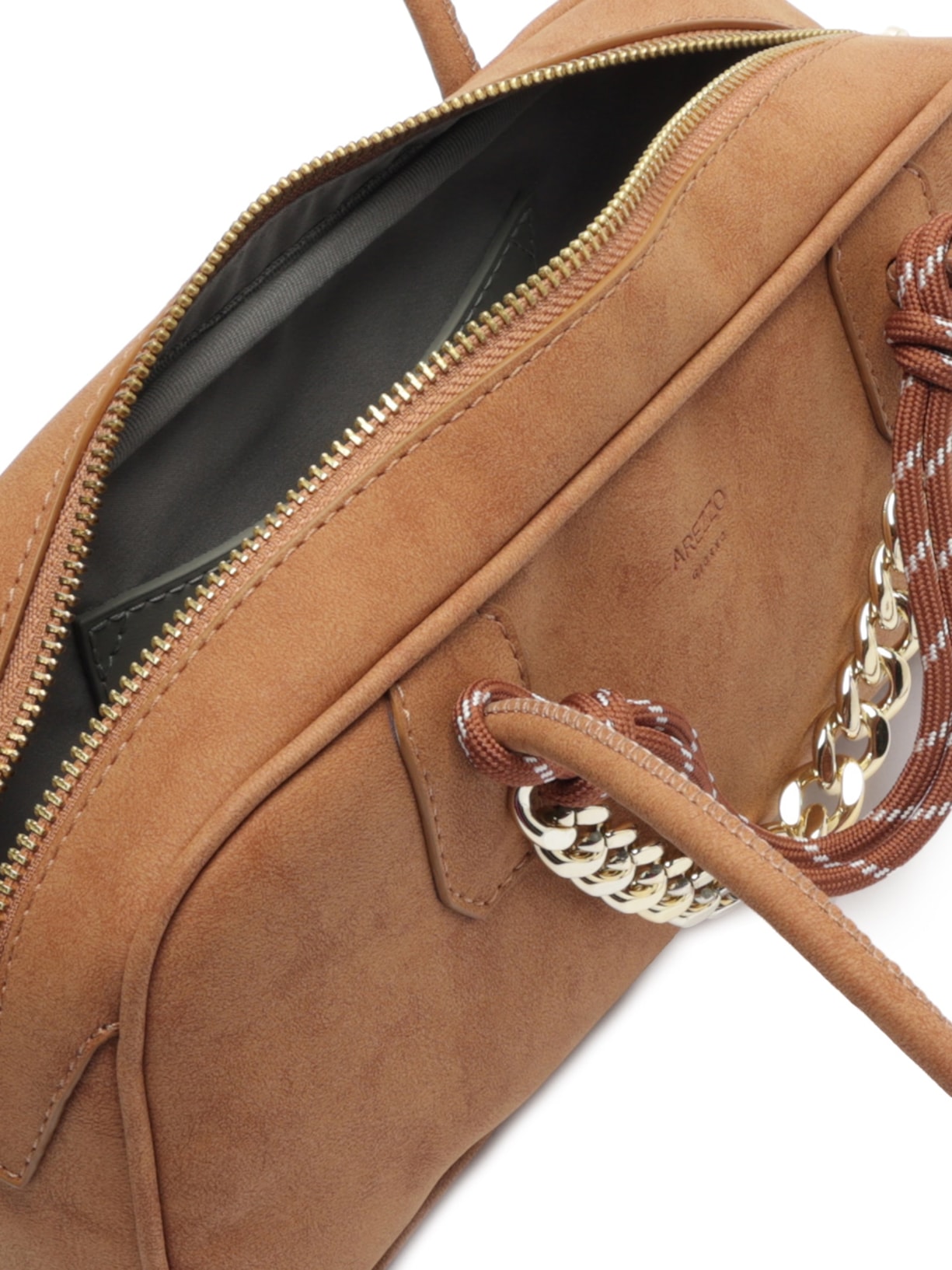 Bolsa Feminina Bowling Nobuck Grande Cordão Marrom Arezzo