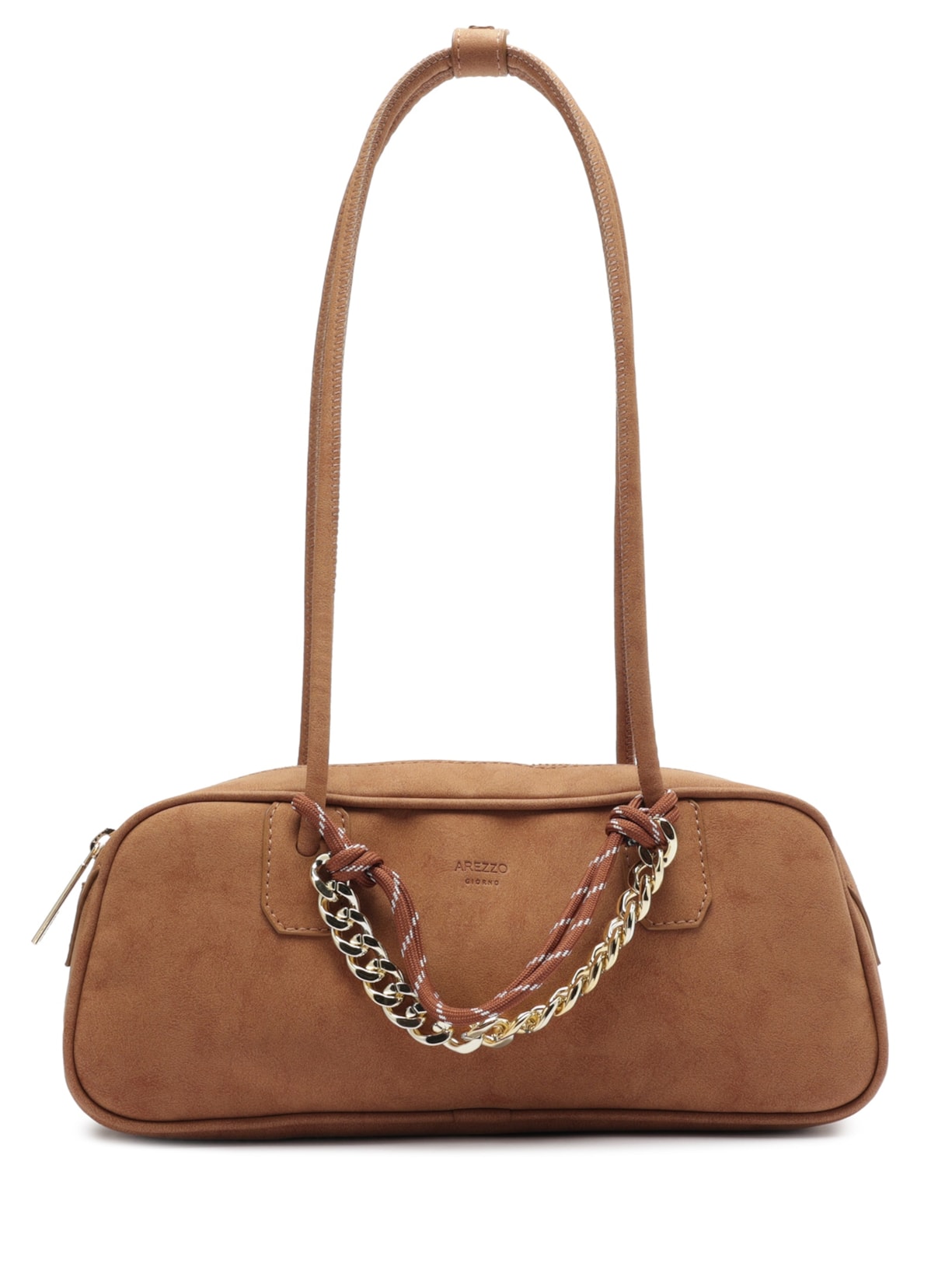 Bolsa Feminina Bowling Nobuck Grande Cordão Marrom Arezzo