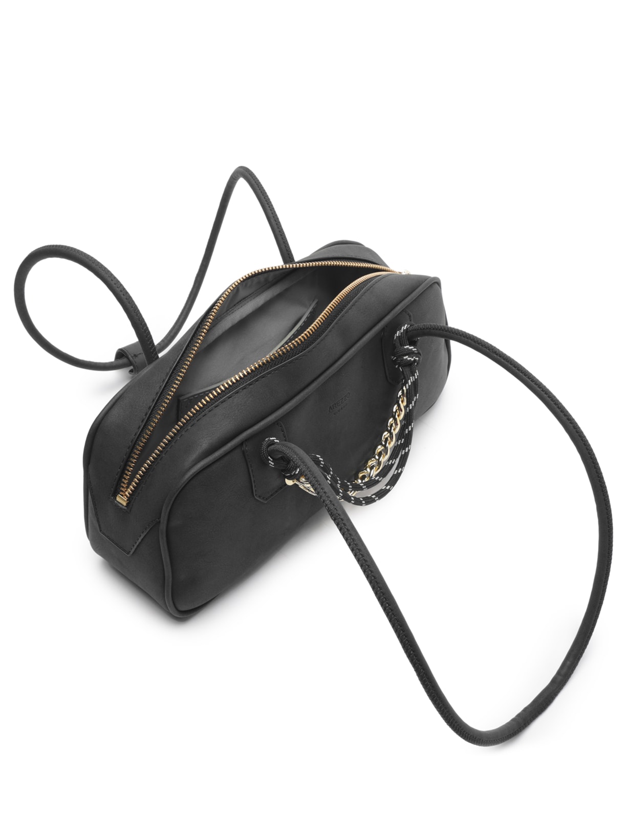 Bolsa Feminina Bowling Nobuck Grande Cordão Preto Arezzo