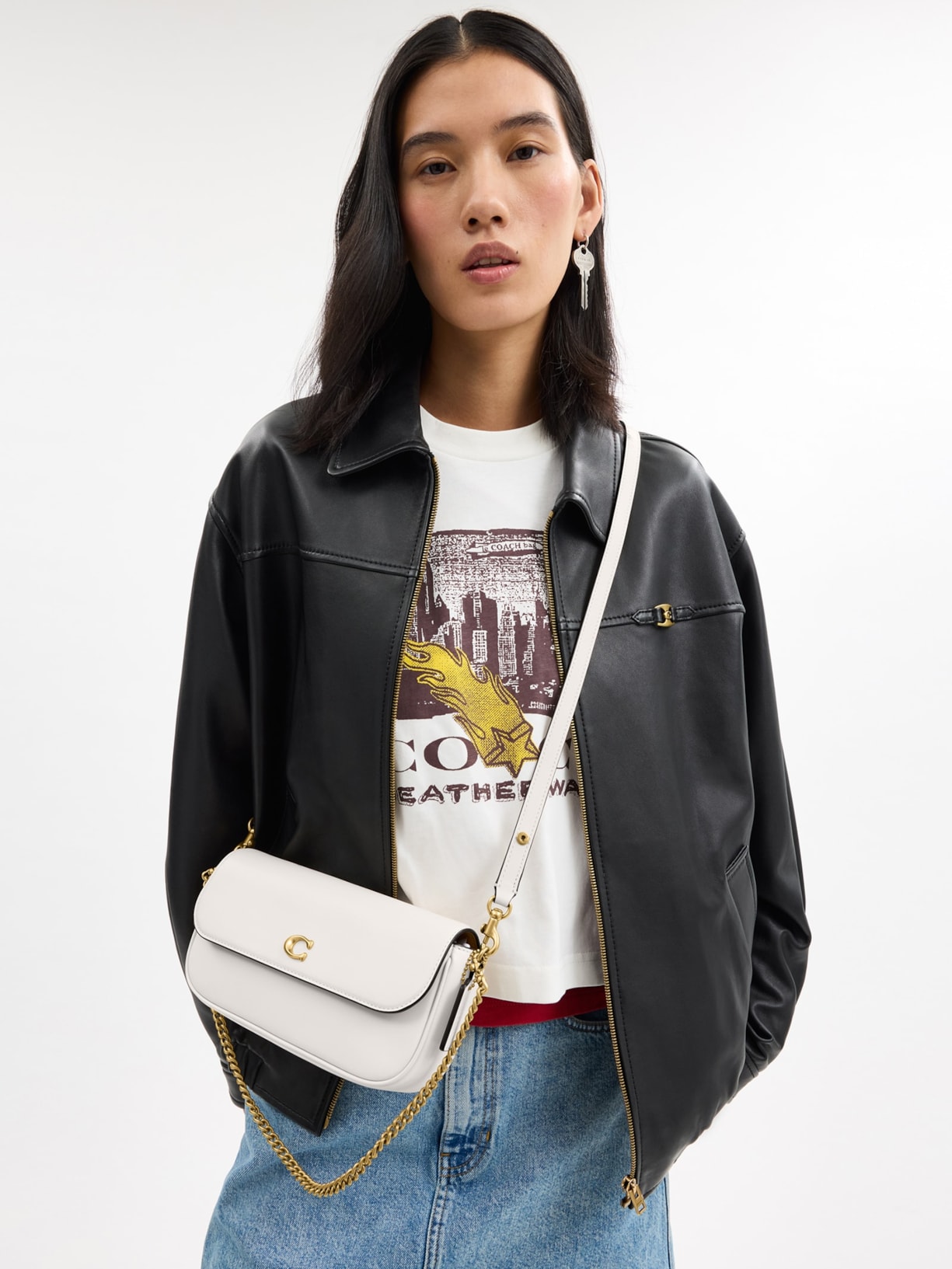 Bolsa Feminina Brook Flap Chain Branco Coach