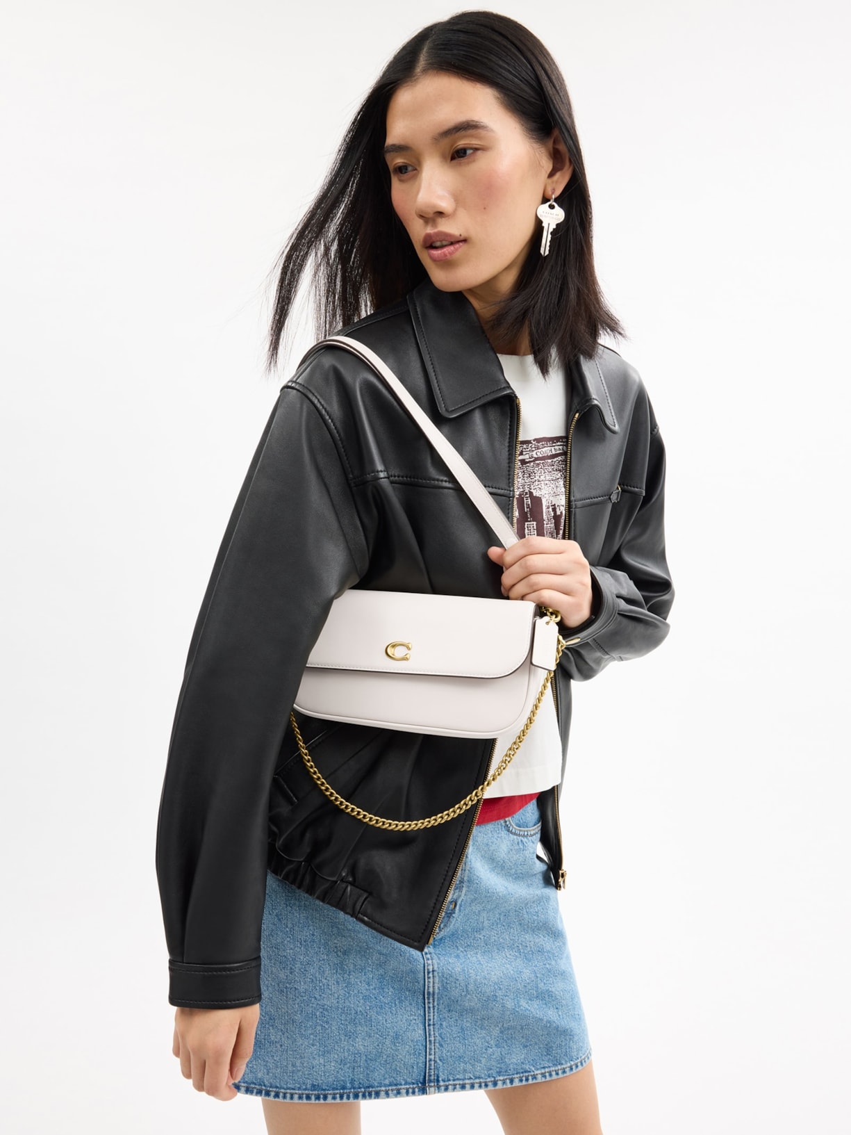 Bolsa Feminina Brook Flap Chain Branco Coach