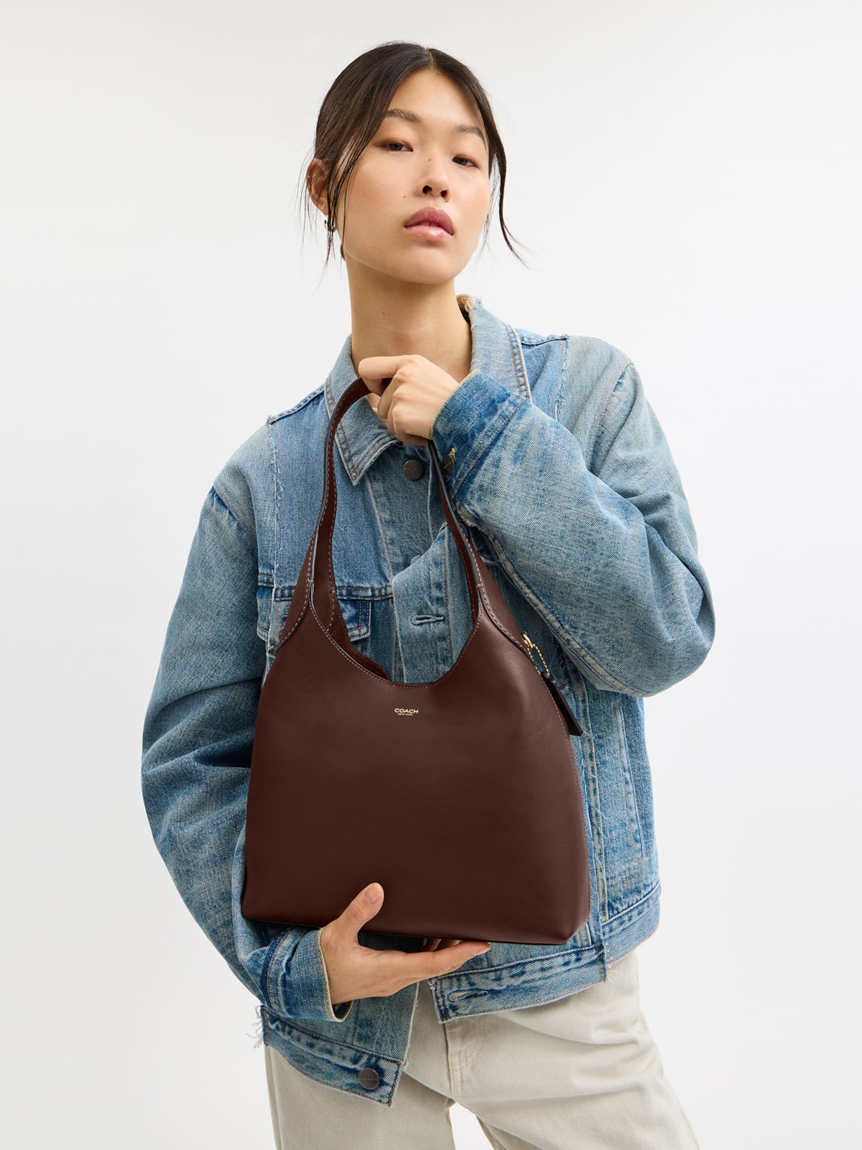 Bolsa Feminina Brooklyn Shoulder 28 Maple Marrom Coach