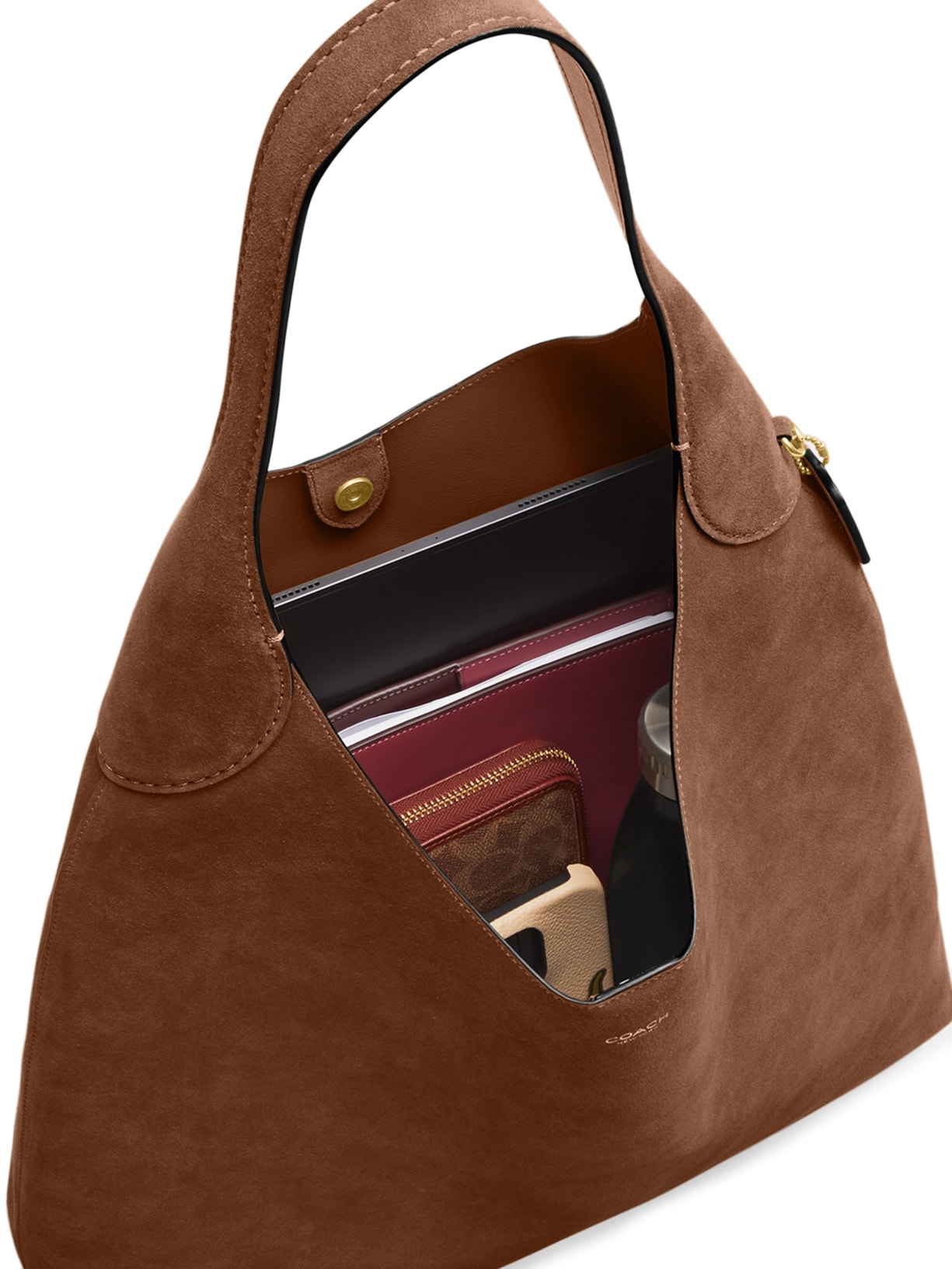 Bolsa Feminina Brooklyn Shoulder 39 Suede Warm Marrom Coach