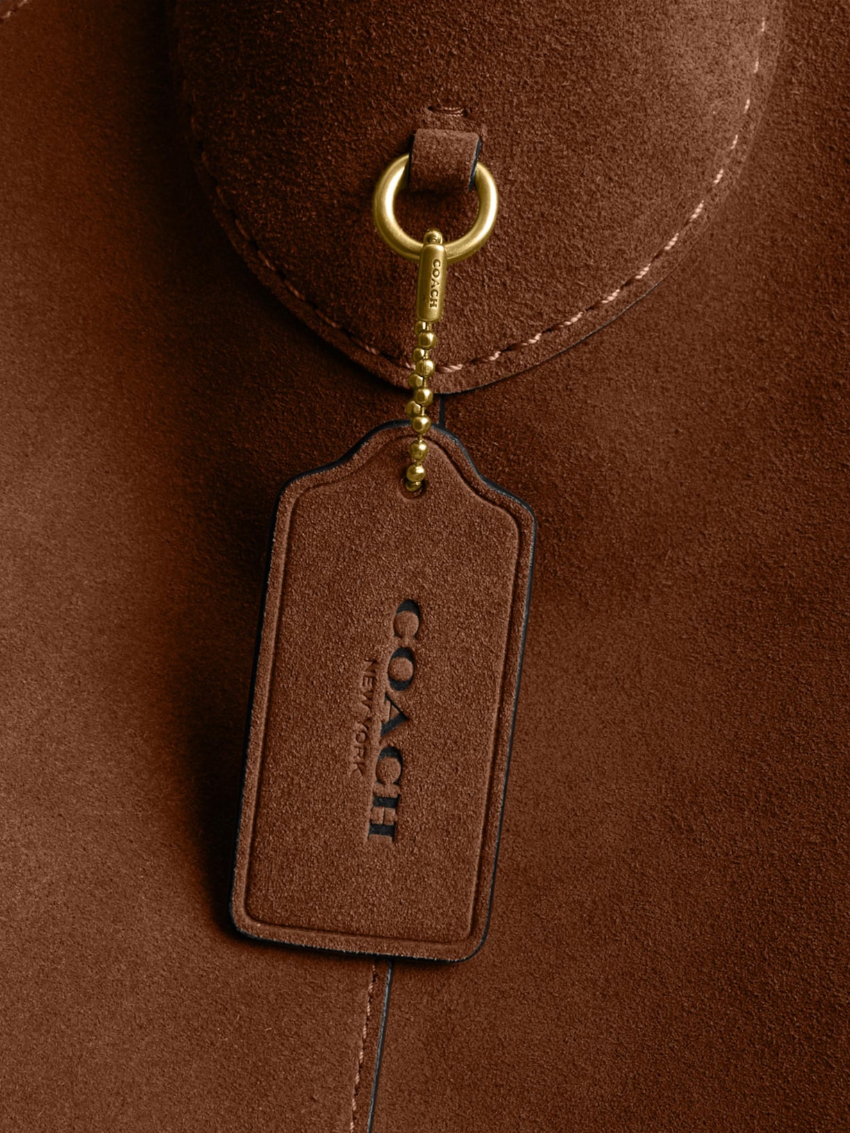 Bolsa Feminina Brooklyn Shoulder 39 Suede Warm Marrom Coach