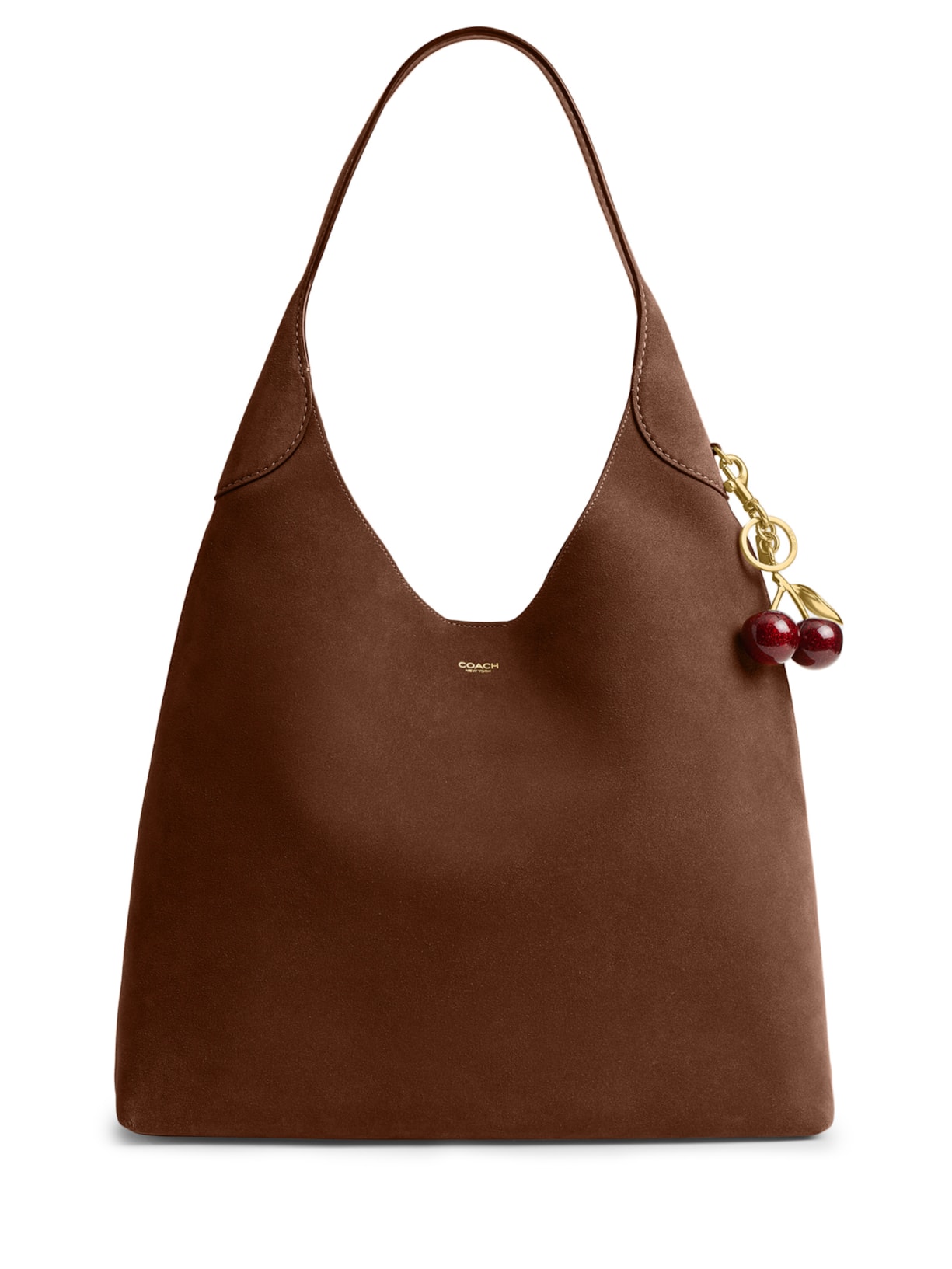 Bolsa Feminina Brooklyn Shoulder 39 Suede Warm Marrom Coach