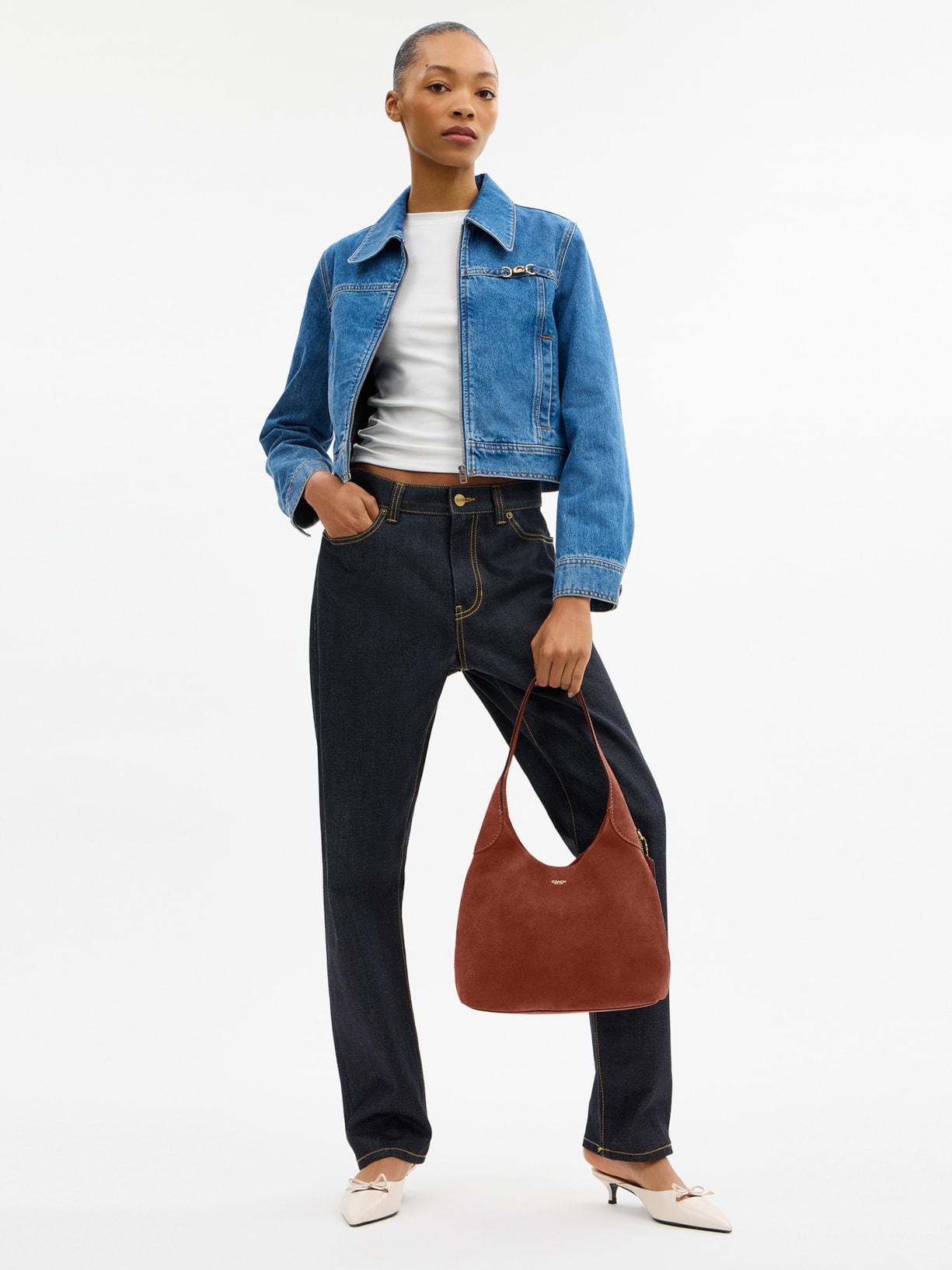 Bolsa Feminina Brooklyn Shoulder Suede 26 Marrom Coach