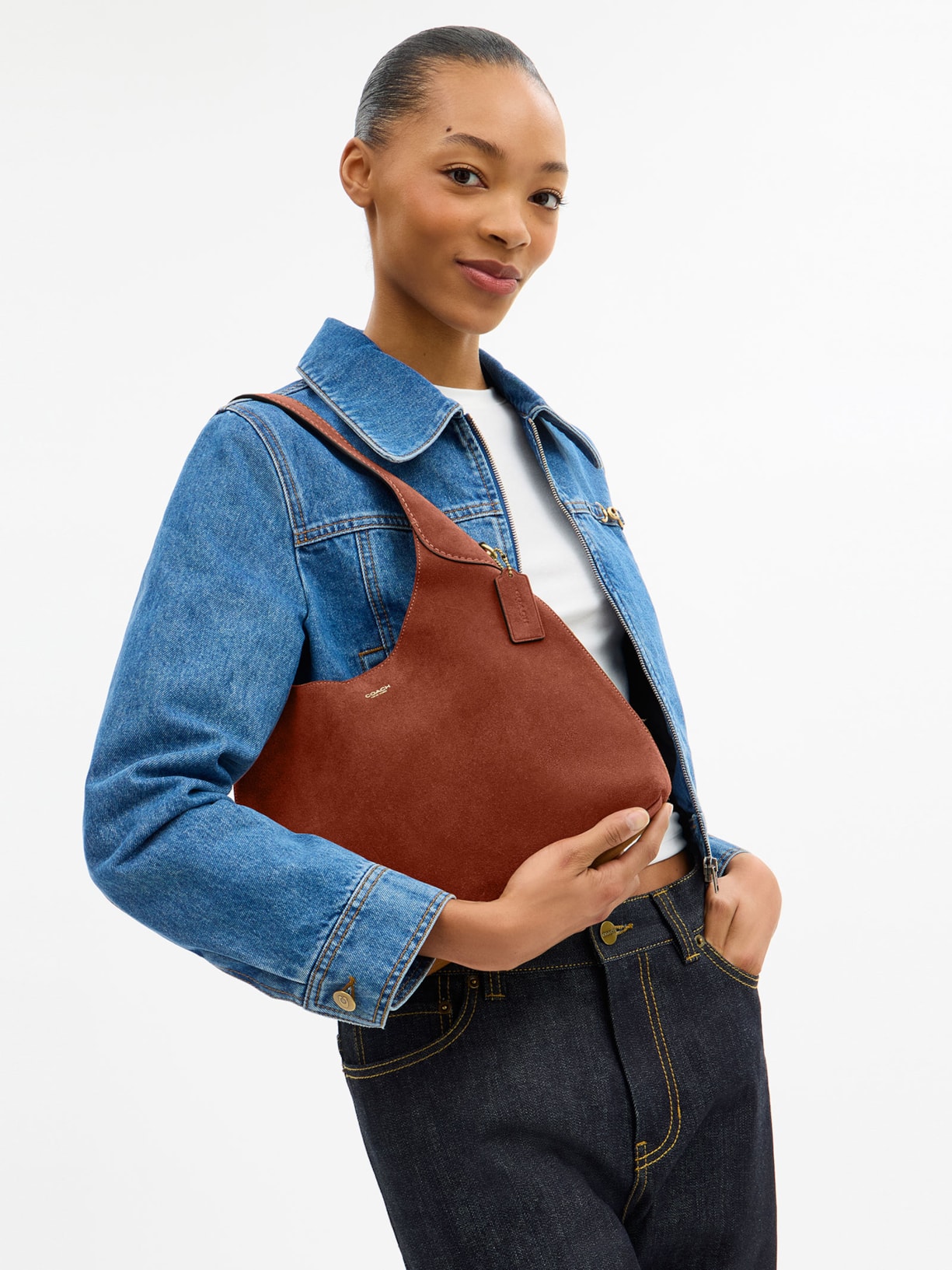 Bolsa Feminina Brooklyn Shoulder Suede 26 Marrom Coach