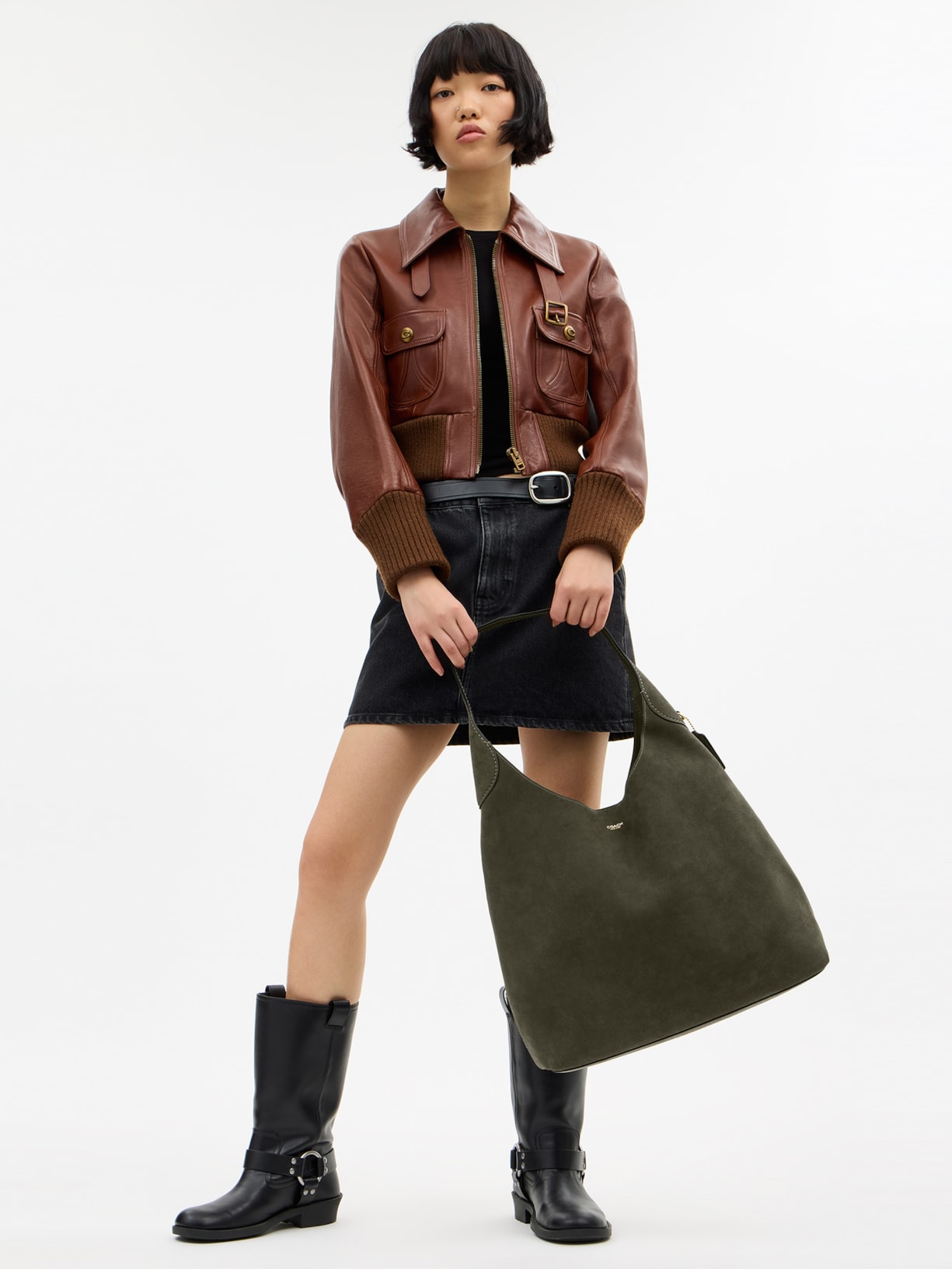 Bolsa Feminina Brooklyn Shoulder Suede Verde Coach