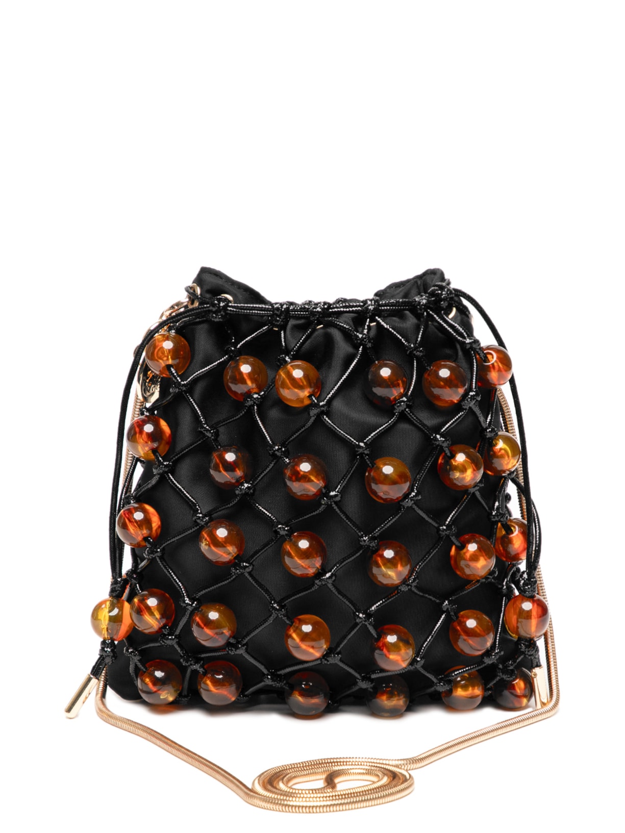 Bolsa Feminina Bucket Com Detalhes Em Macramê - Preto