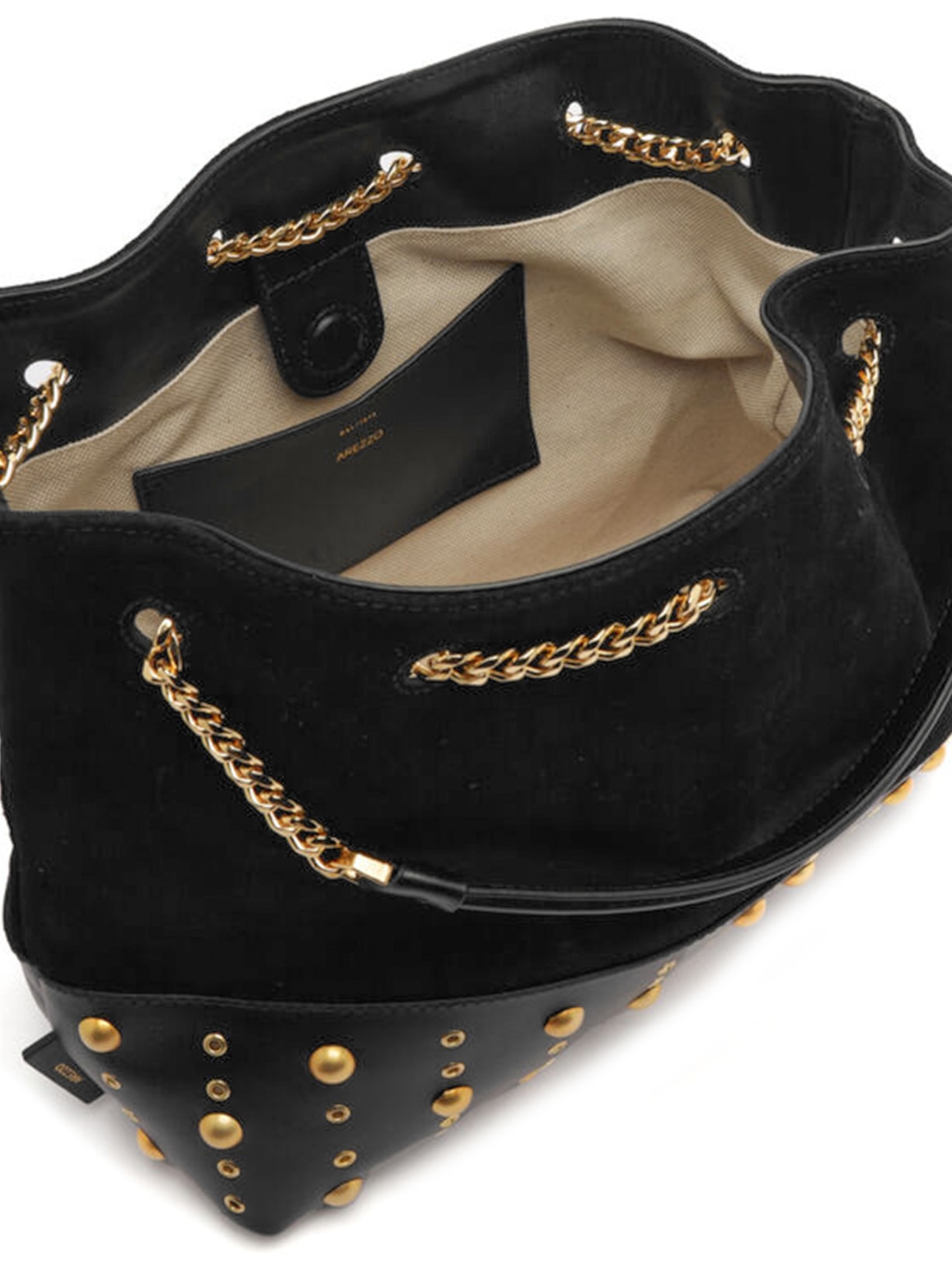 Bolsa Feminina Bucket Couro Acamurçado Grande Preto Arezzo