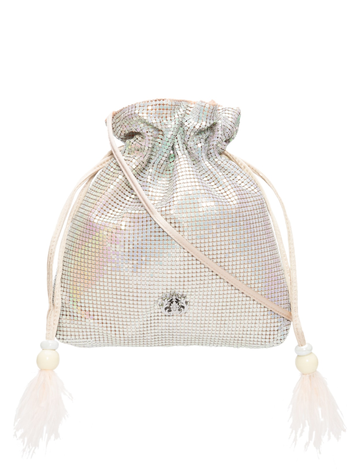 Bolsa Feminina Bucket Em Malha De Metal - Prata