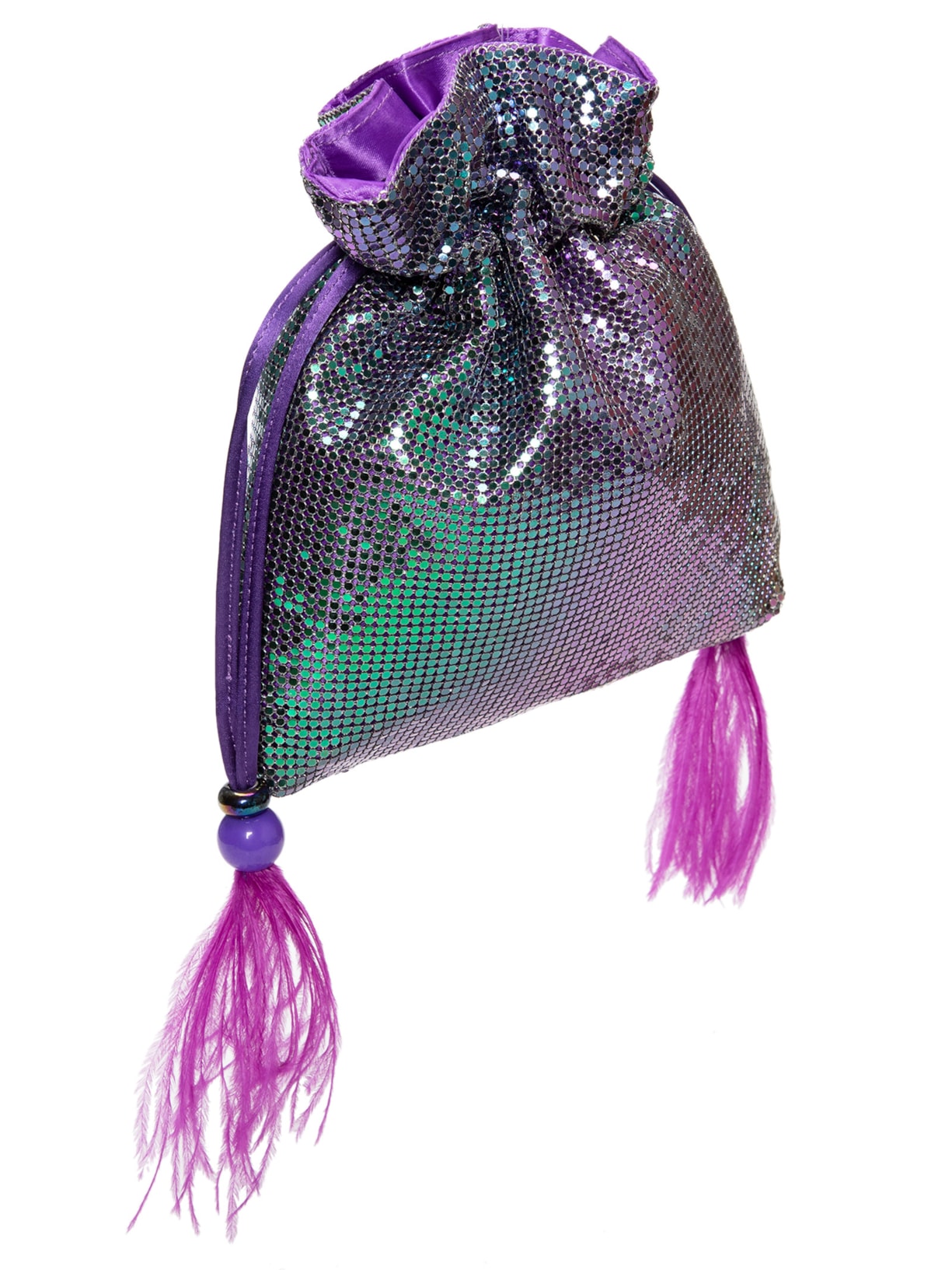 Bolsa Feminina Bucket Em Malha De Metal Roxo Isla