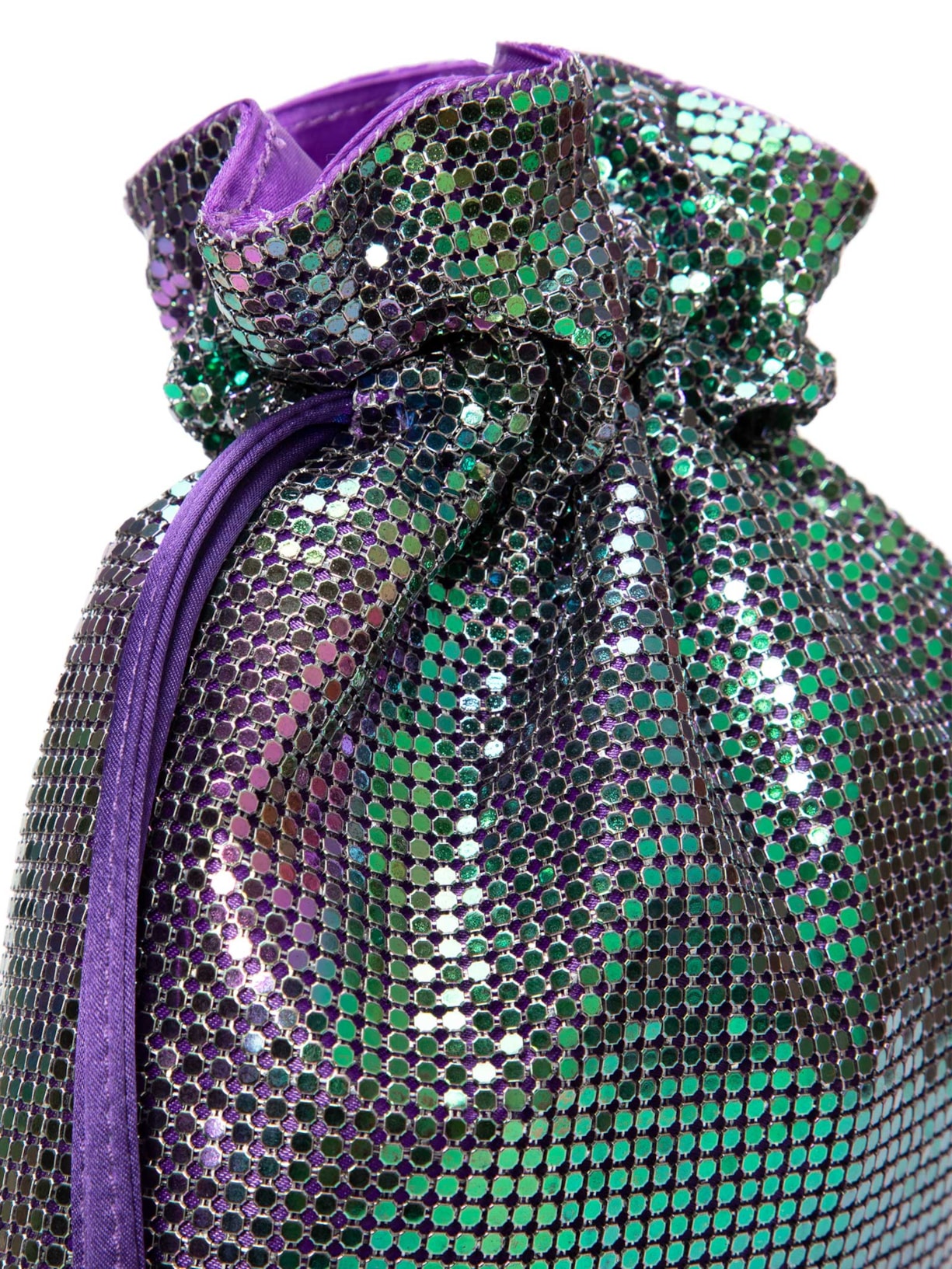 Bolsa Feminina Bucket Em Malha De Metal Roxo Isla