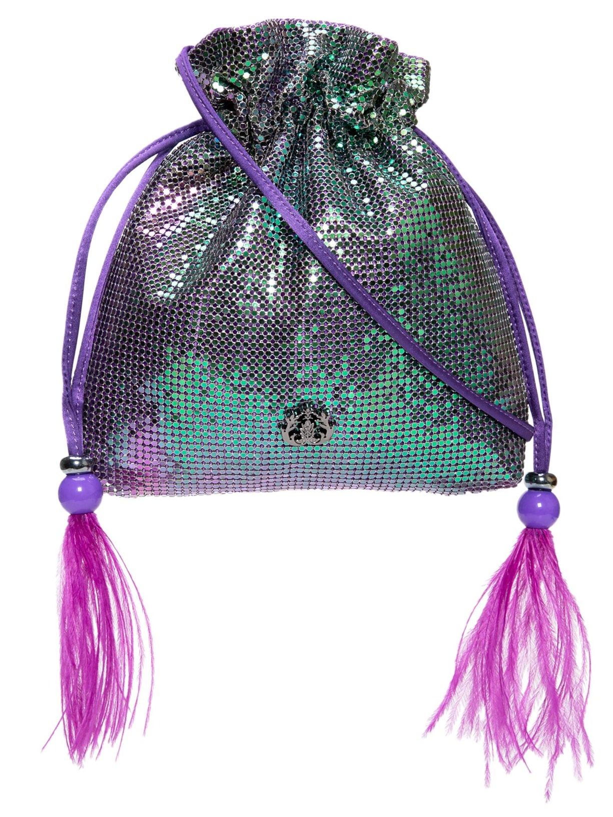 Bolsa Feminina Bucket Em Malha De Metal - Roxo