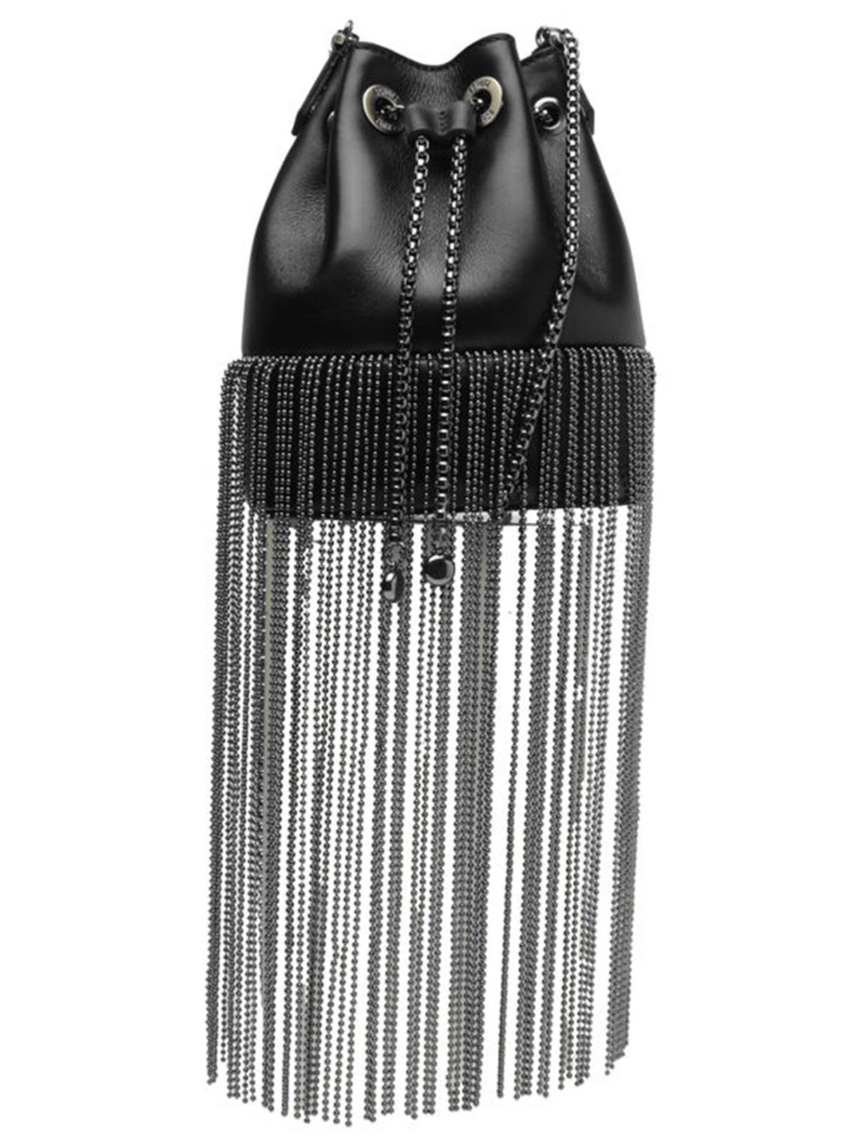 Bolsa Feminina Bucket Fringes Couro - Preto