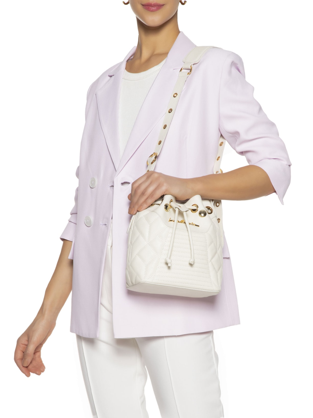 Bolsa Feminina Bucket Matelassê Off White Luiza Barcelos