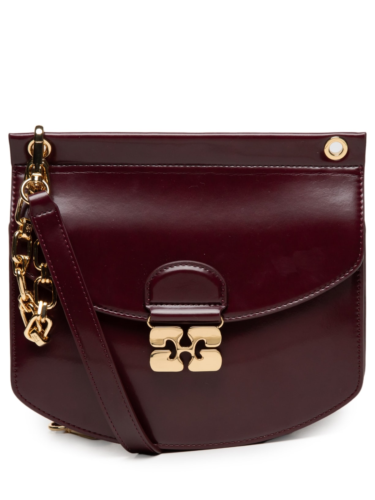 Bolsa Feminina Burgundy Small Chain Apo-G Bag Vinho Ganni