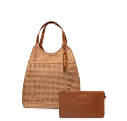 Bolsa Feminina Cabedal Areia Viena Caramelo - Bege