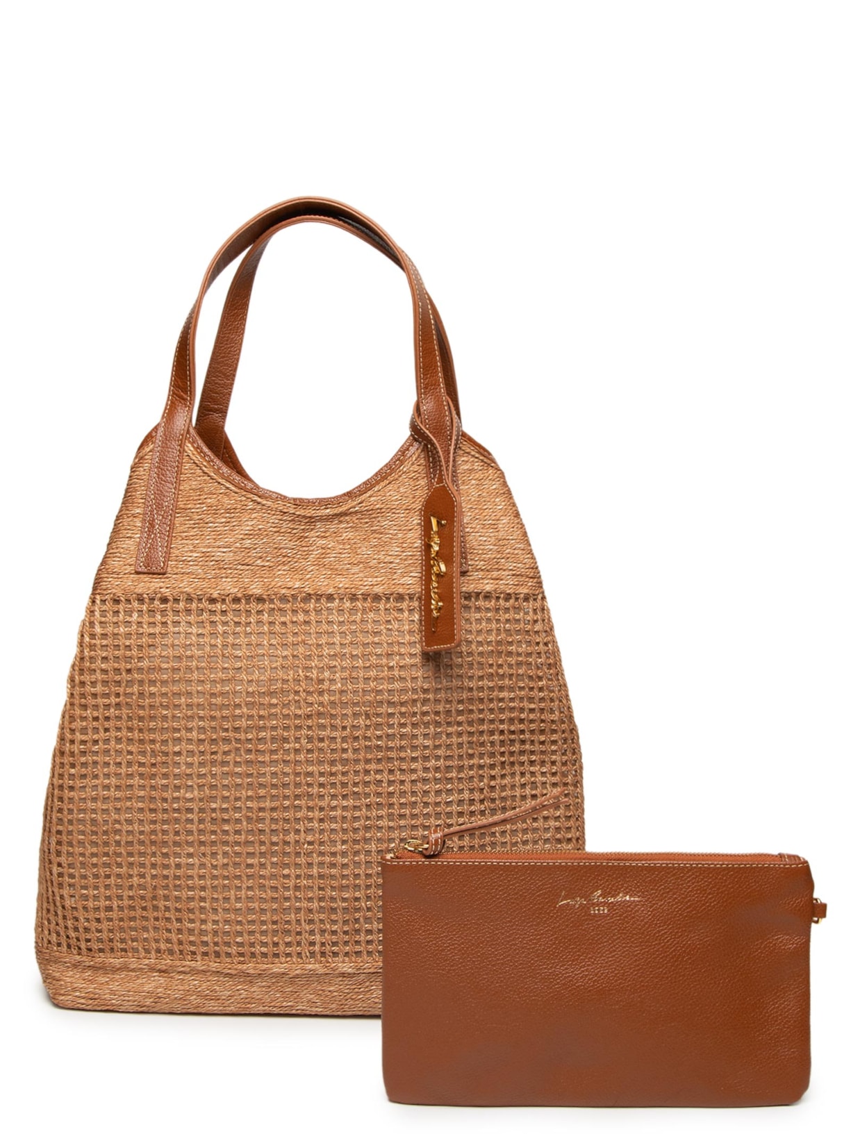 Bolsa Feminina Cabedal Areia Viena Caramelo - Bege