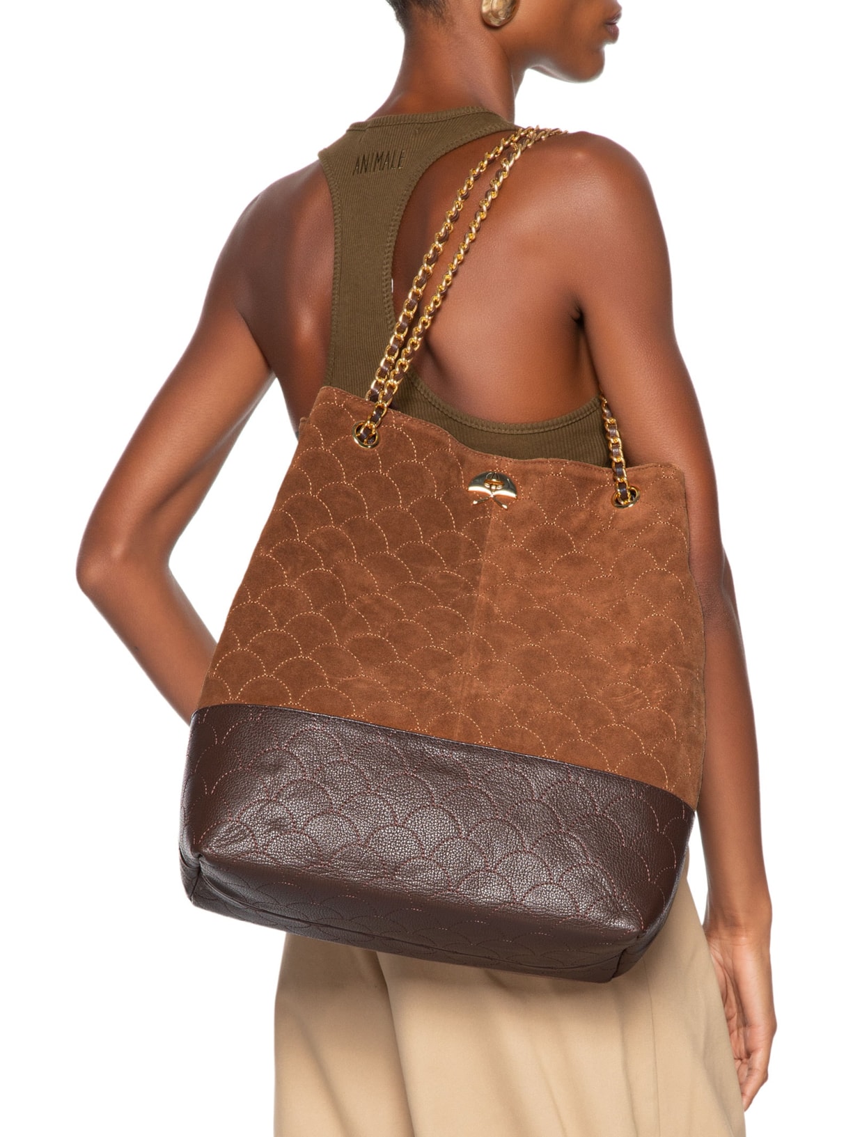 Bolsa Feminina Camurça/ Viena Marrom Luiza Barcelos