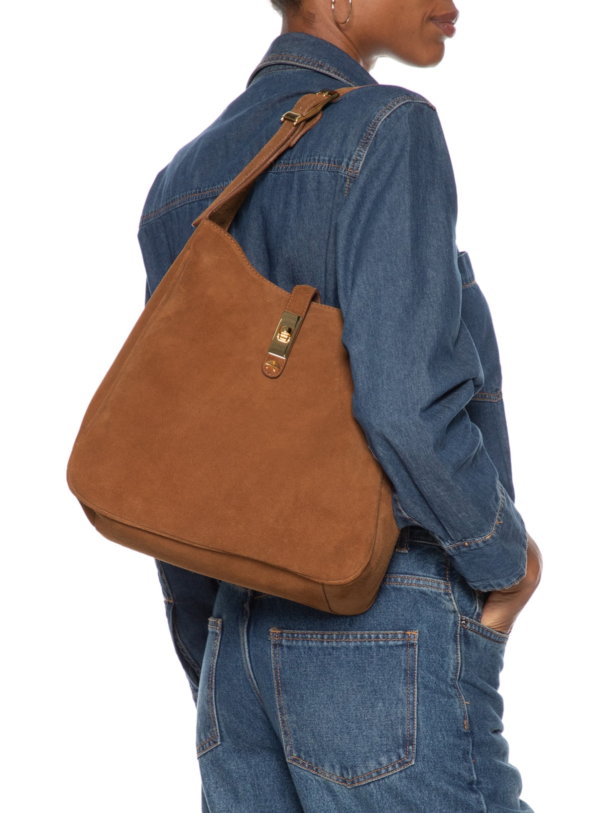 Bolsa Feminina Camurção Caramelo Marrom Luiza Barcelos