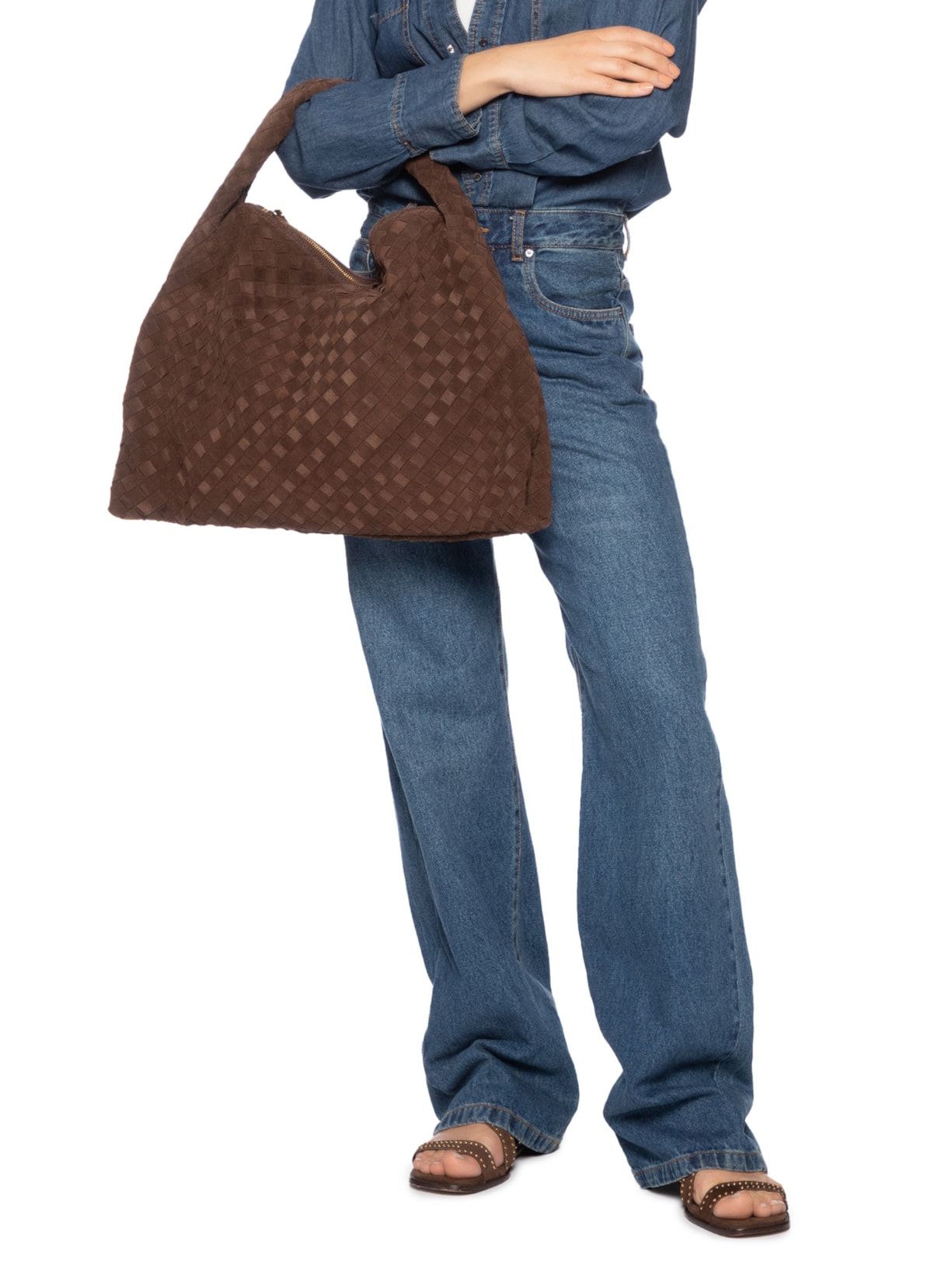 Bolsa Feminina Camurção Marrom Luiza Barcelos