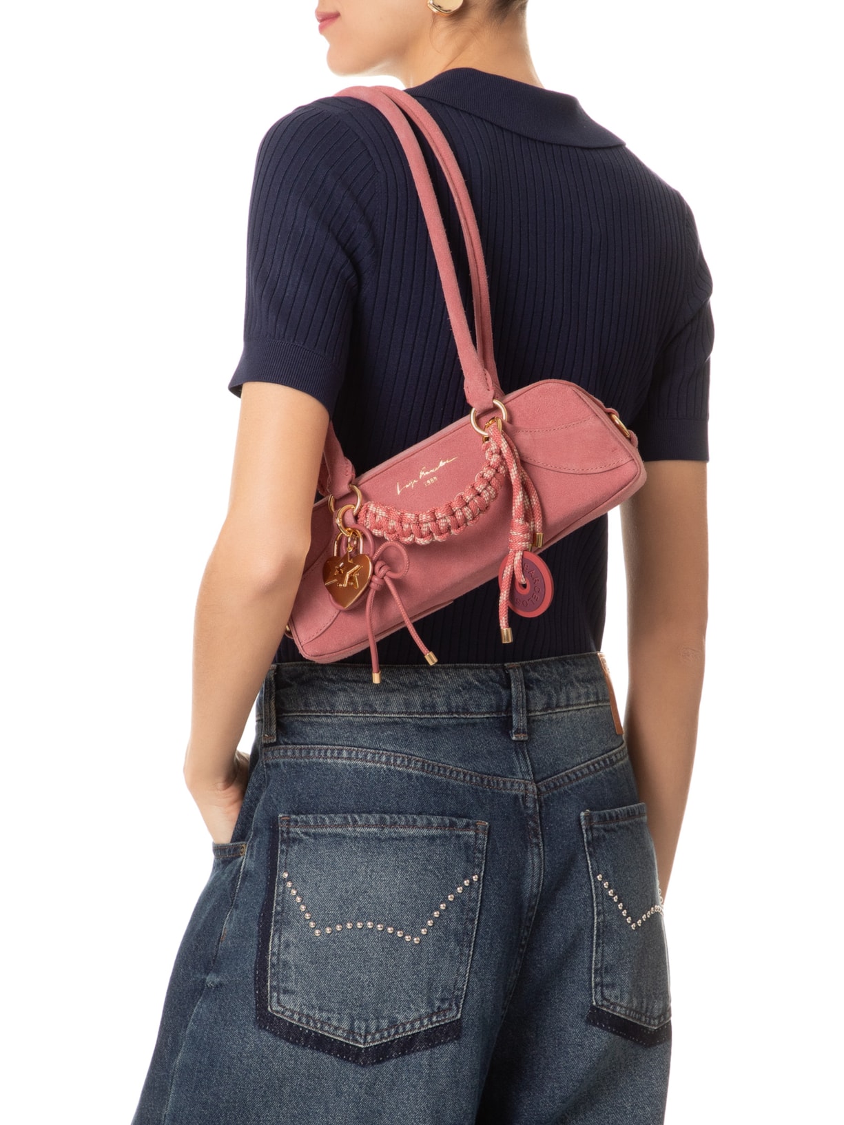 Bolsa Feminina Camurção Quatzo Rosa Luiza Barcelos