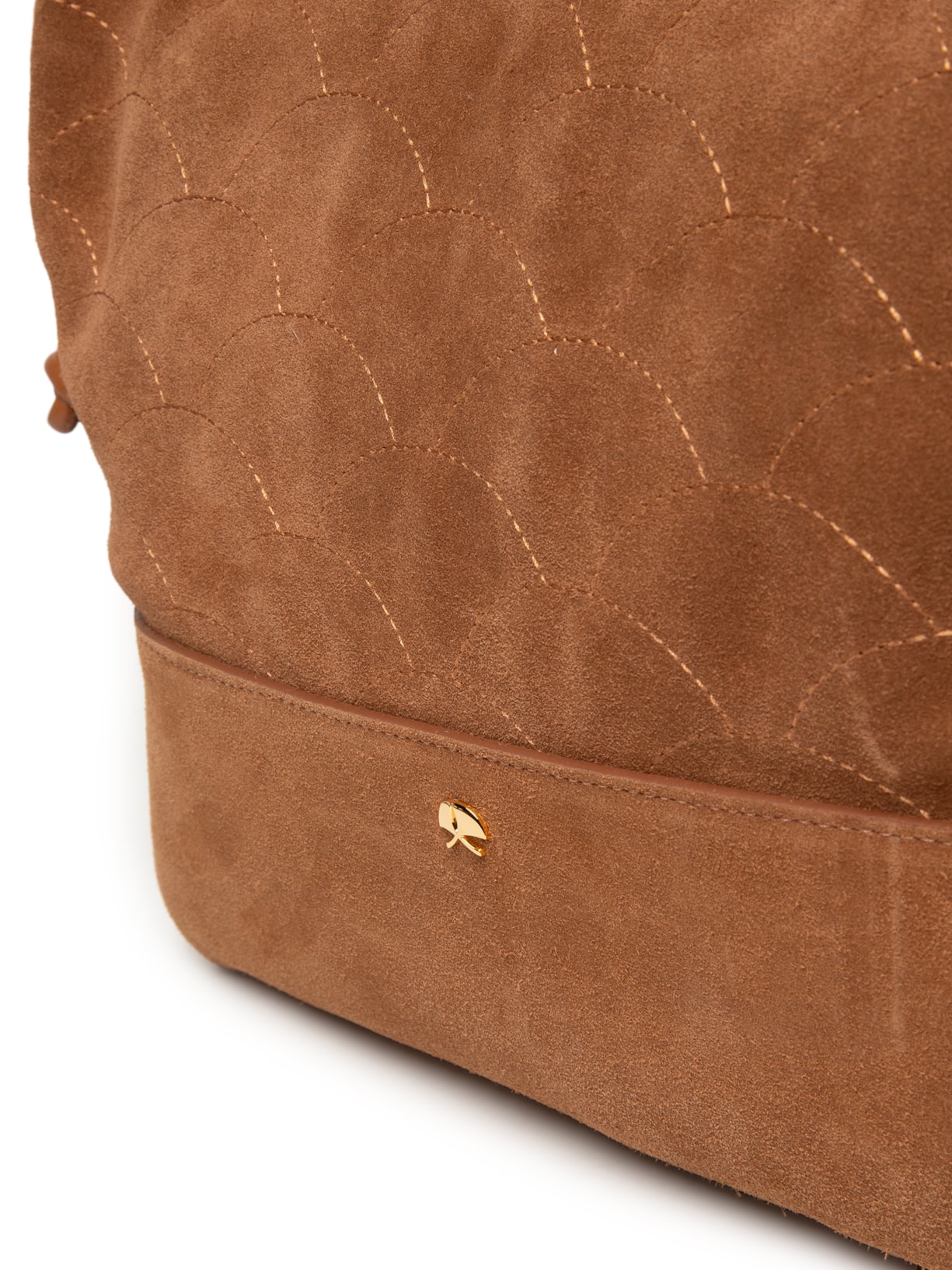Bolsa Feminina Camurção/Viena Caramelo Enfeites Ouro Marrom Luiza Barcelos