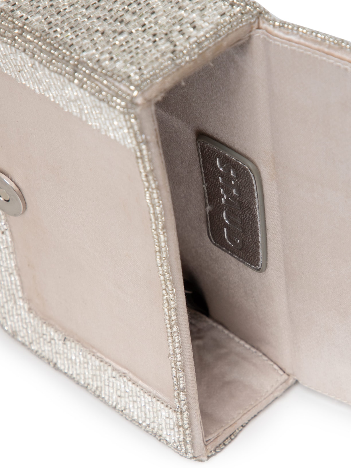Bolsa Feminina Carmem Beaded Box Diamond Rose Prata Staud