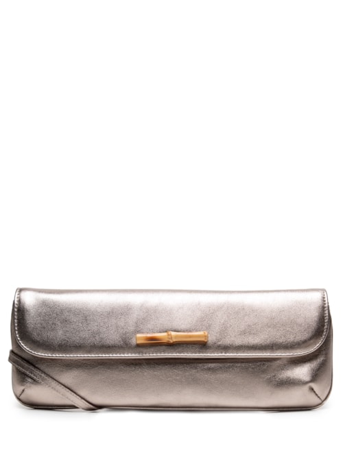 Bolsa Feminina Carteira Carol Couro Metalizado - Prata