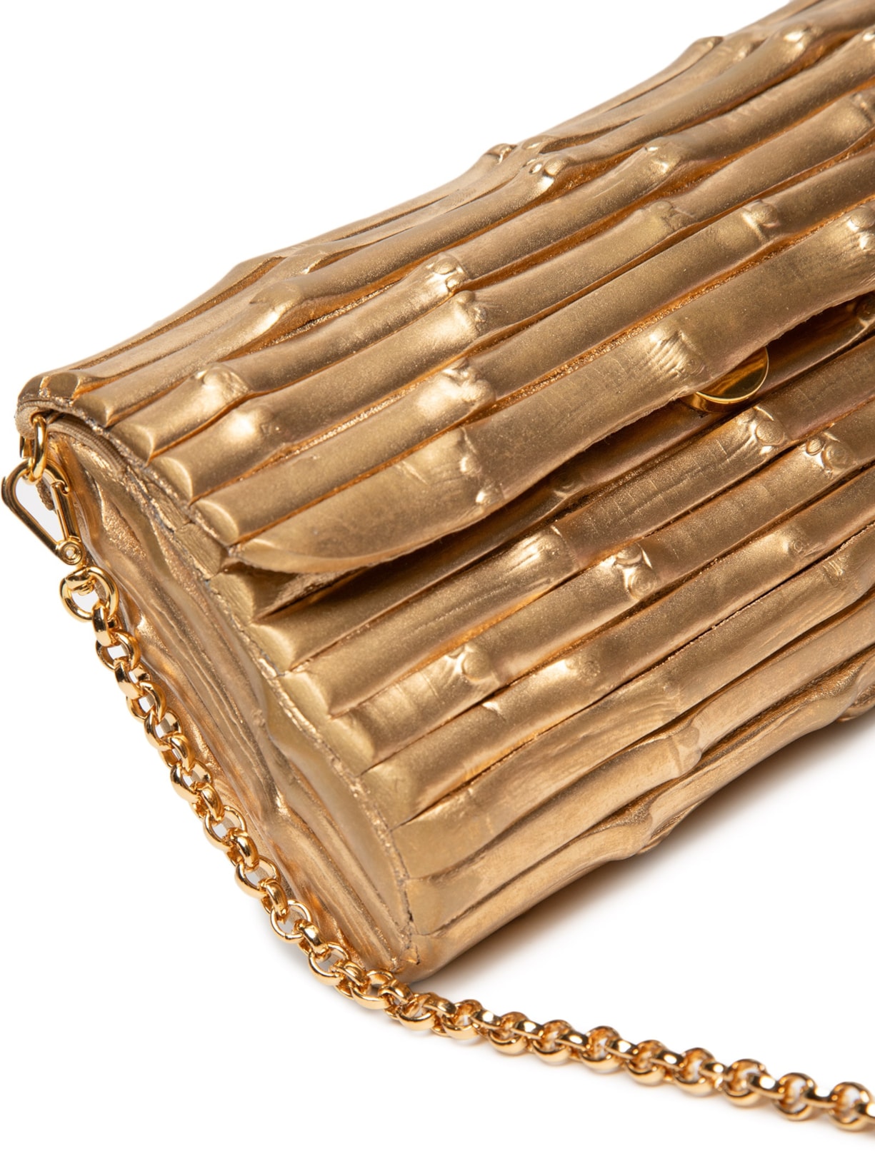 Bolsa Feminina Carteira De Bambu Lacca Dourado Glorinha Paranaguá