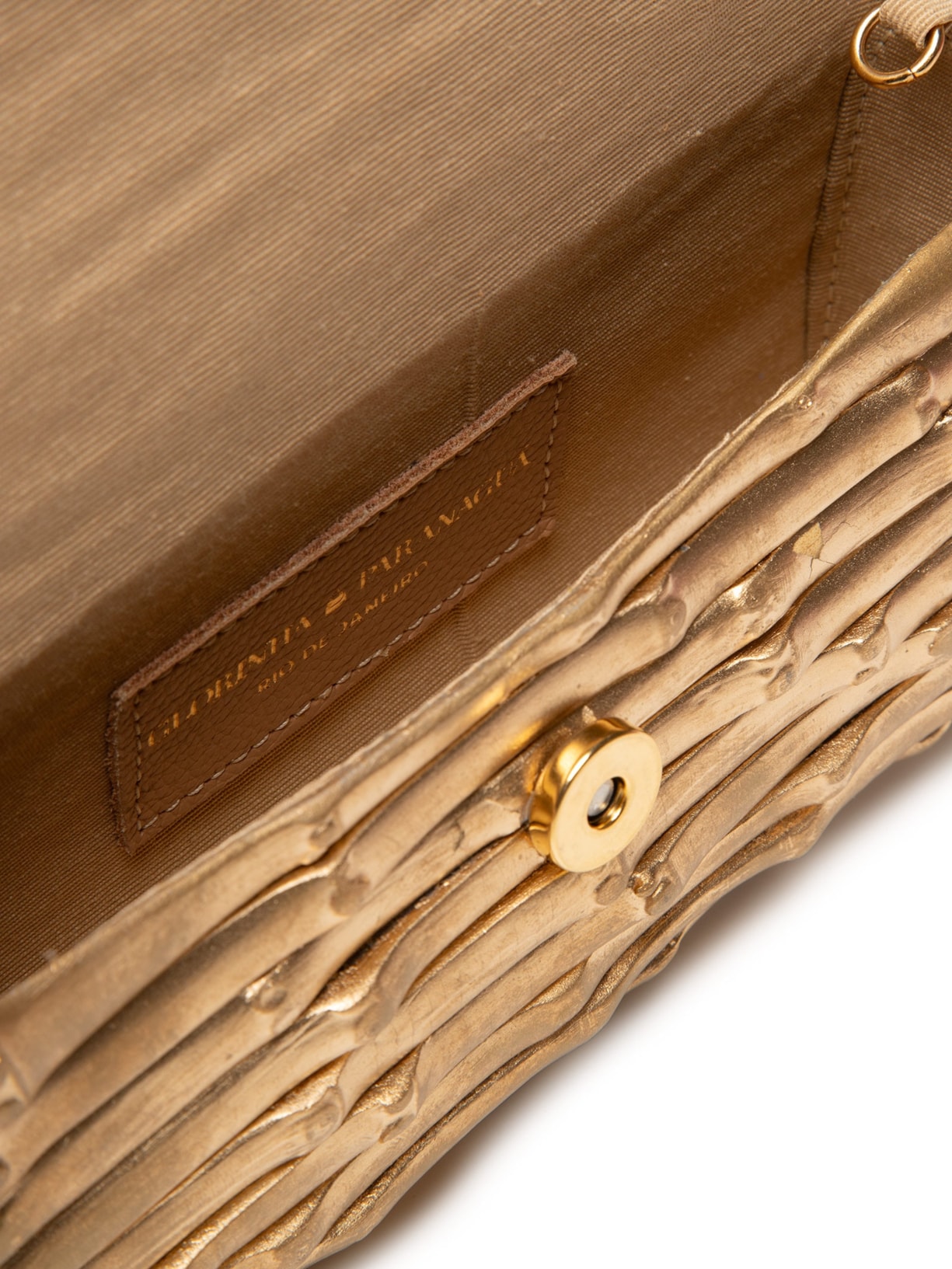 Bolsa Feminina Carteira De Bambu Lacca Dourado Glorinha Paranaguá