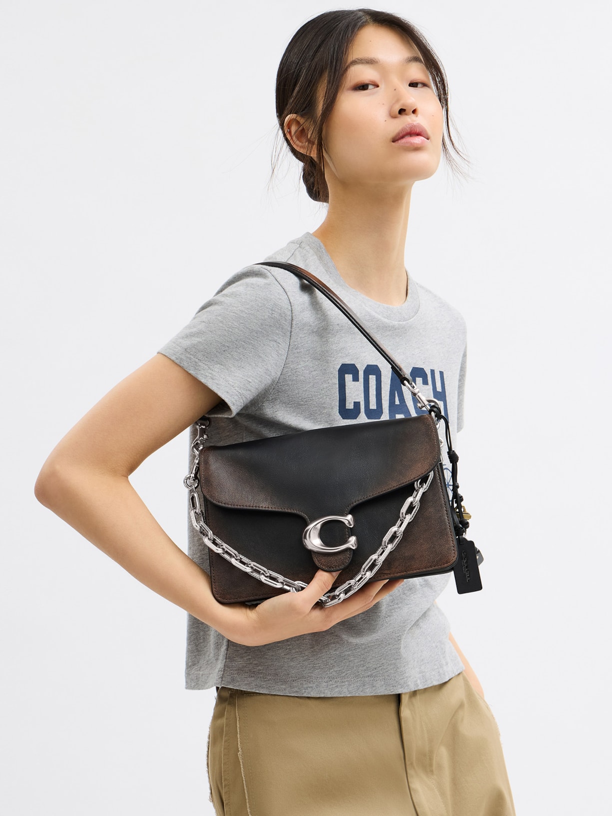 Bolsa Feminina Chain Tabby Shoulder Loved Leather Preto Coach