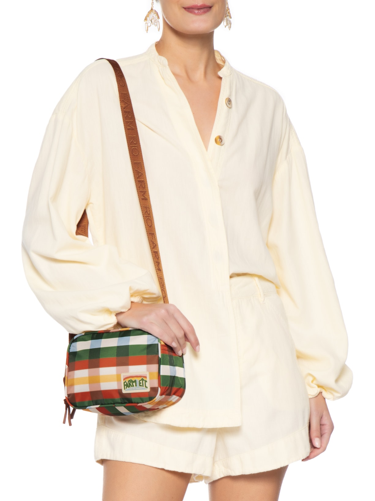 Bolsa Feminina Chamego Xadrez Multi Marrom Farm Etc