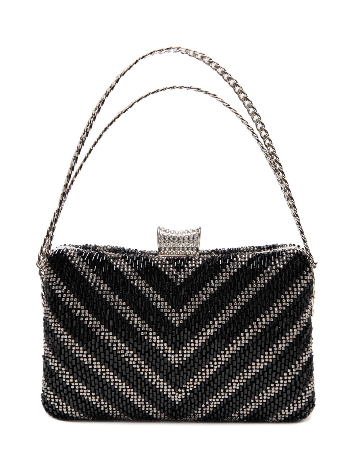 Bolsa Feminina Clutch Bordada Pedraria - Preto