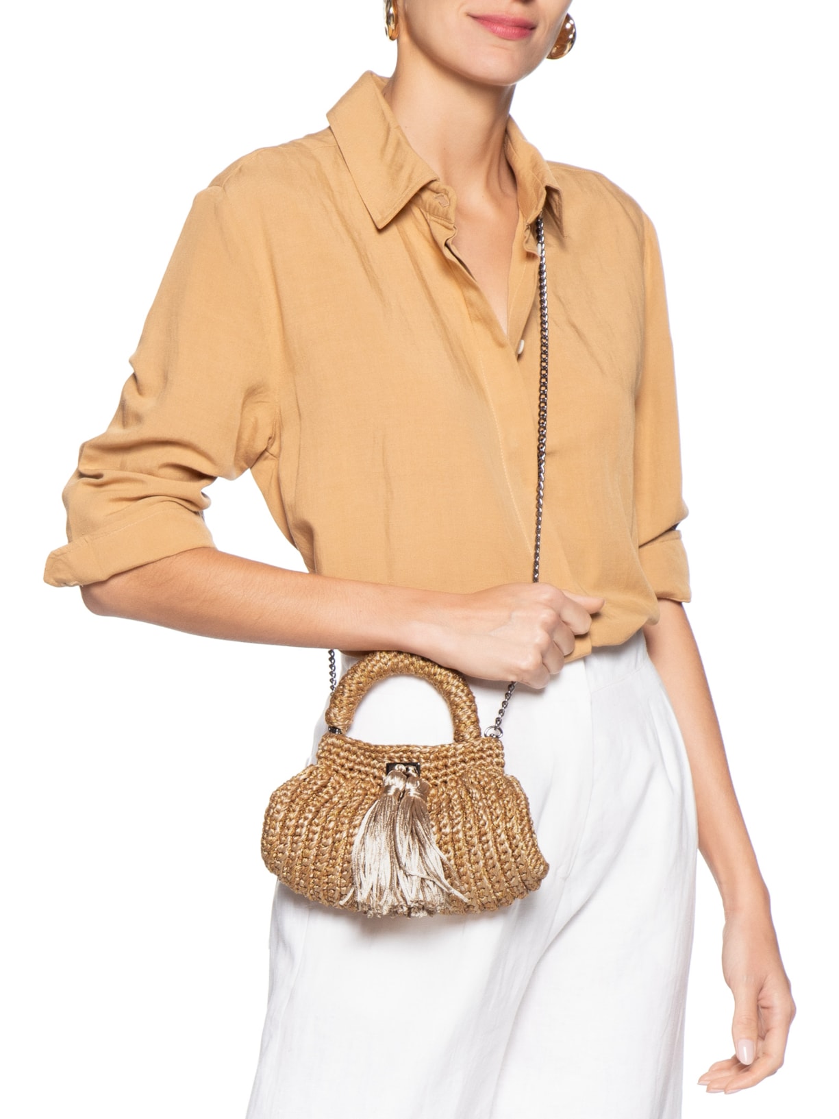 Bolsa Feminina Clutch Cantiga Bege Catarina Mina