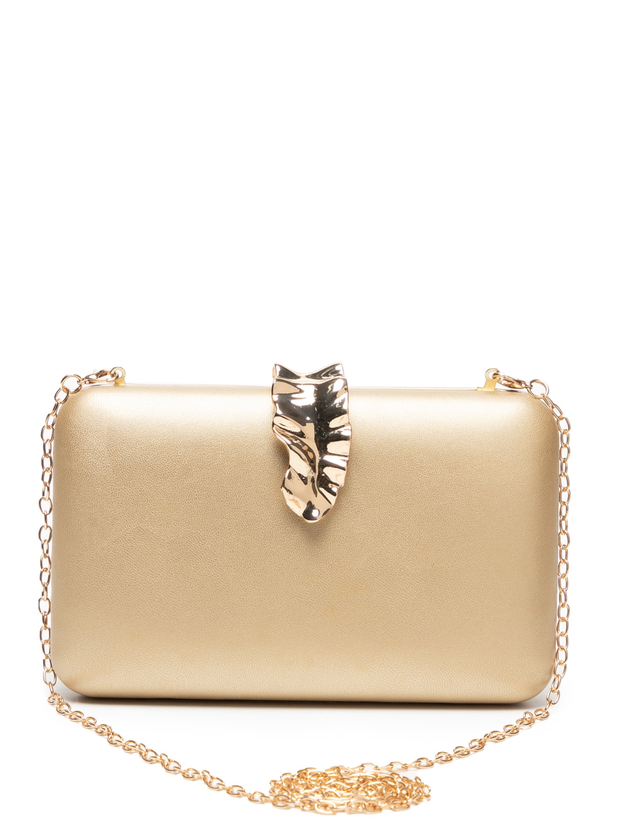 Bolsa Feminina Clutch Com Fivela De Metal - Dourado